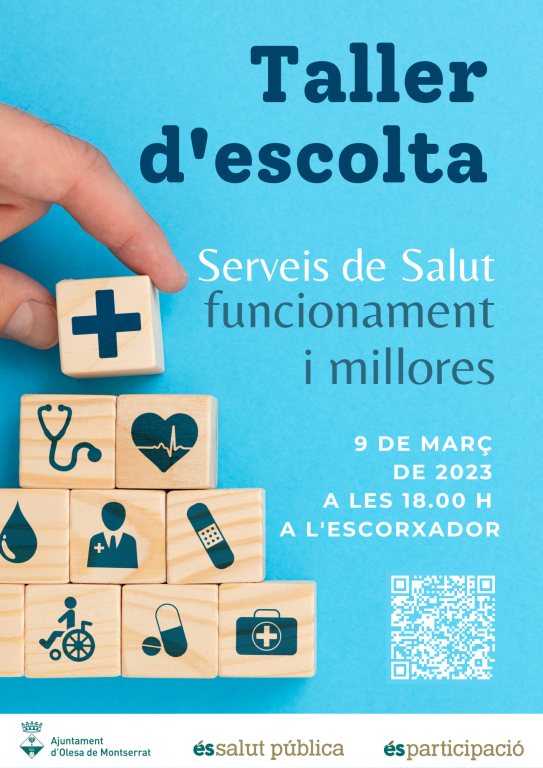 Cartell del taller d'escolta obre els Servei de Salut.