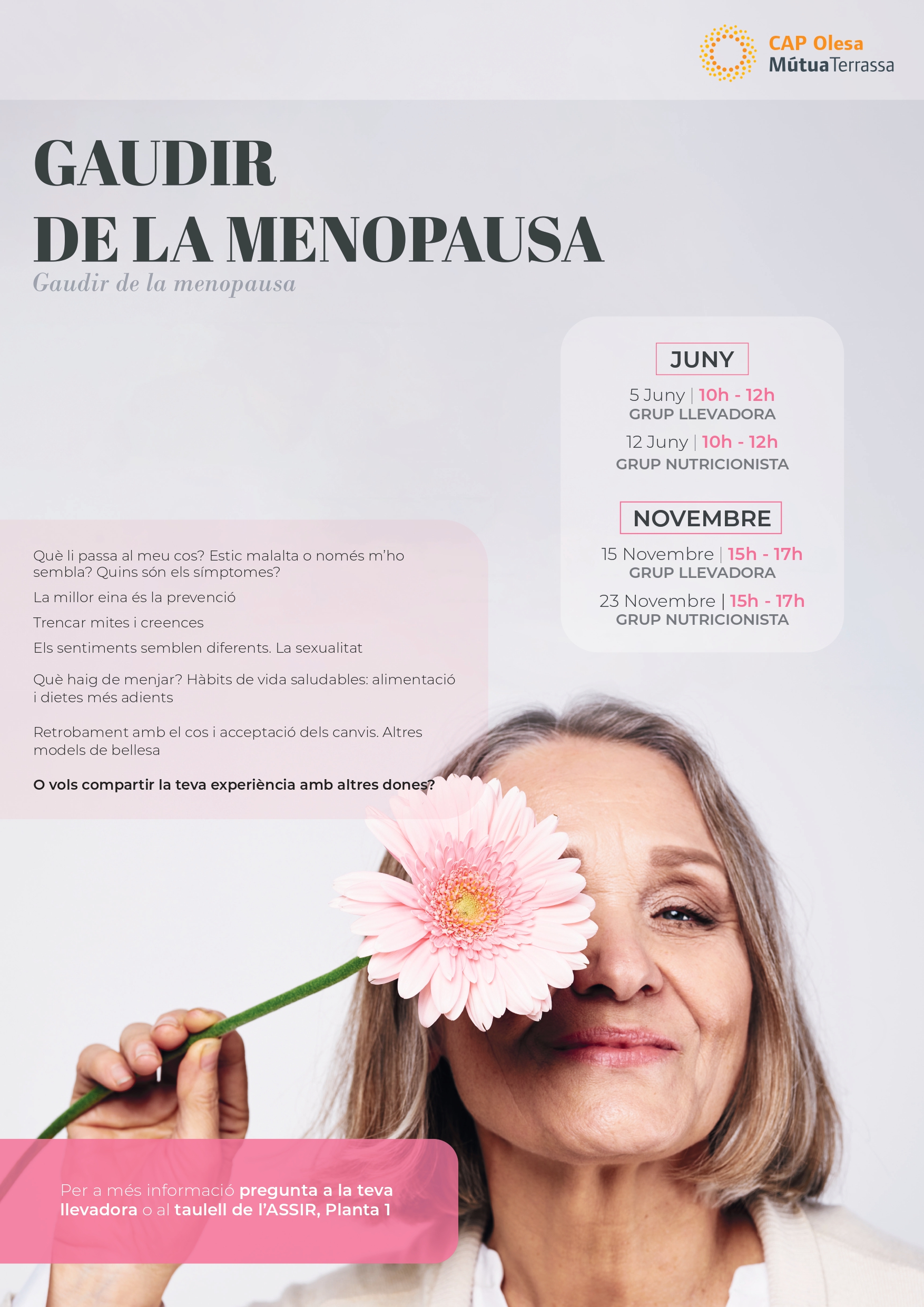 Tallers "Gaudir de la menopausa" organitzats pel CAP Olesa