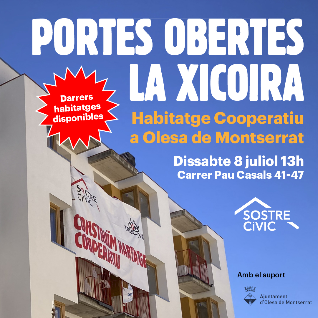 Cartell anunciant les portes obertes de La Xicoira pel juliol de 2023