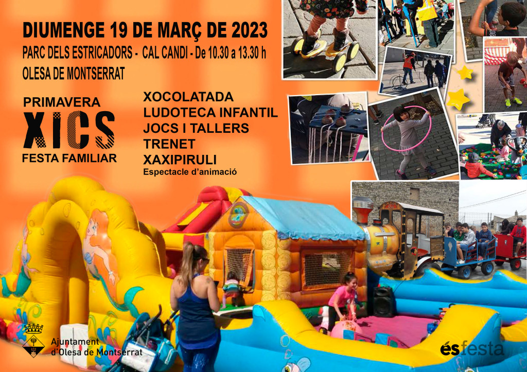 Cartell informatiu de l'activitat Primavera Xics Festa Familiar a Cal Candi