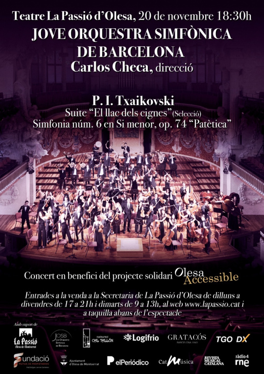 Cartell concert Jove Orquestra Simfònica de Barcelona a la Passió. 20 novembre 2021