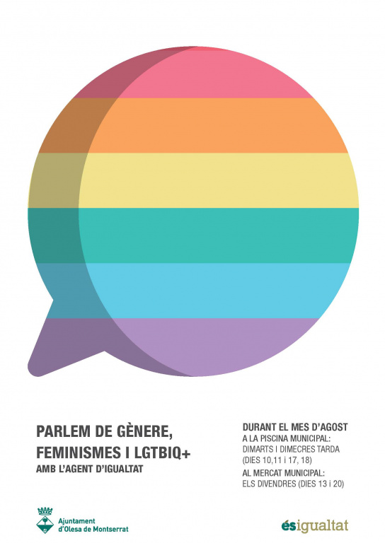 Cartell informatiu Globus amb linies de colors i informació dels horaris de l'agent d'igualtat