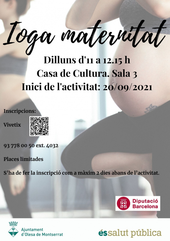 Cartell Ioga Maternitat amb lloc, dates i inscripció