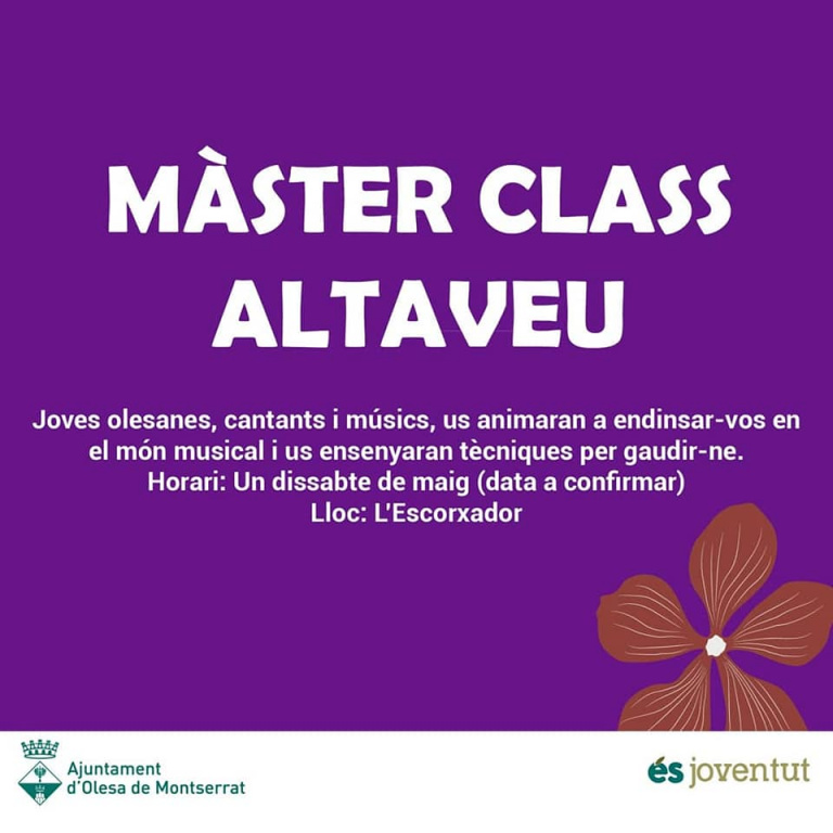 Cartell Master Class altaveu amb la informació d'inscripció