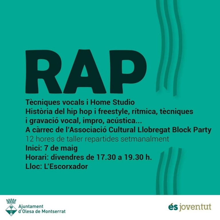 Cartell Curs Rap amb informació de dates i lloc