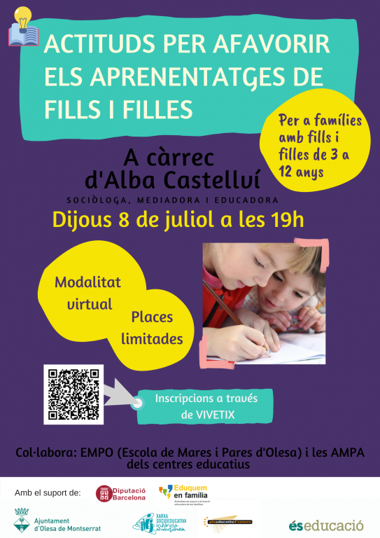 Xerrada virtual de les Actituds per afavorir els aprenentatges de fills i filles.