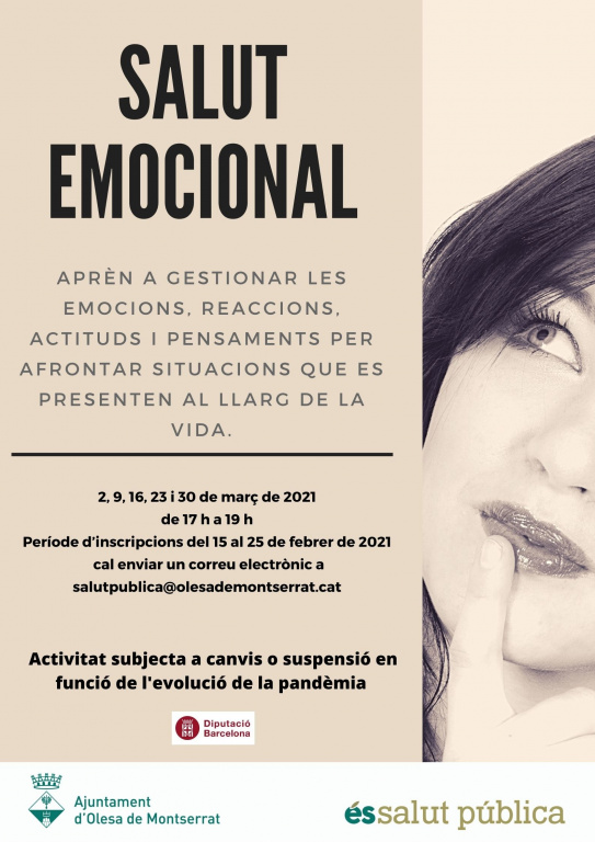 Cartell amb informació del taller de Salut Emocional que organitza el Departament de salut