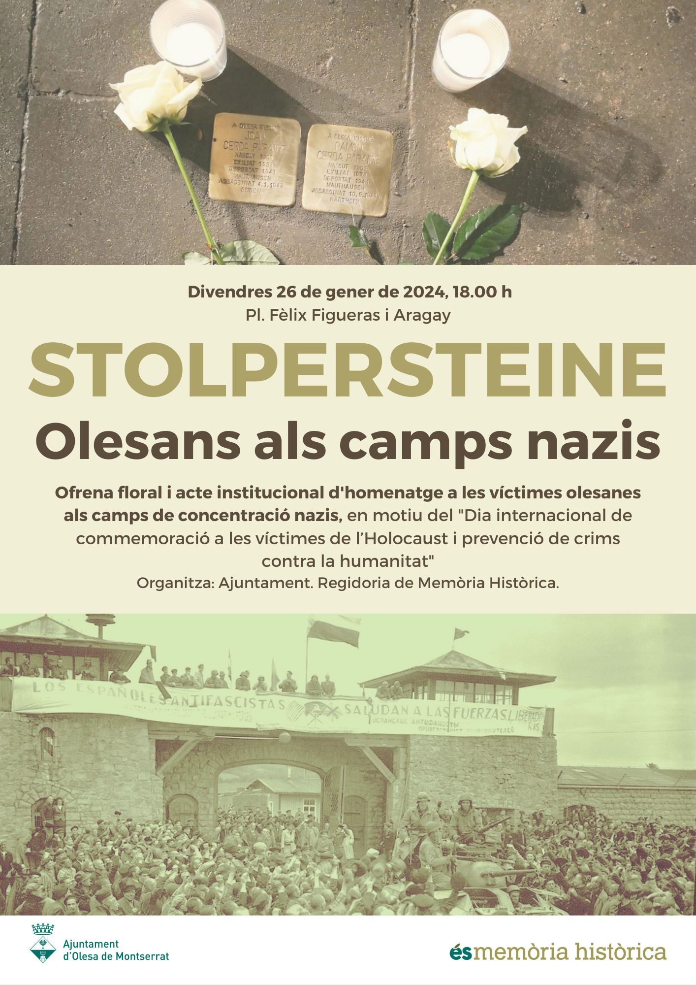 Cartell de l'acte d'homenatge als olesans que van patir els camps de concentració nazi