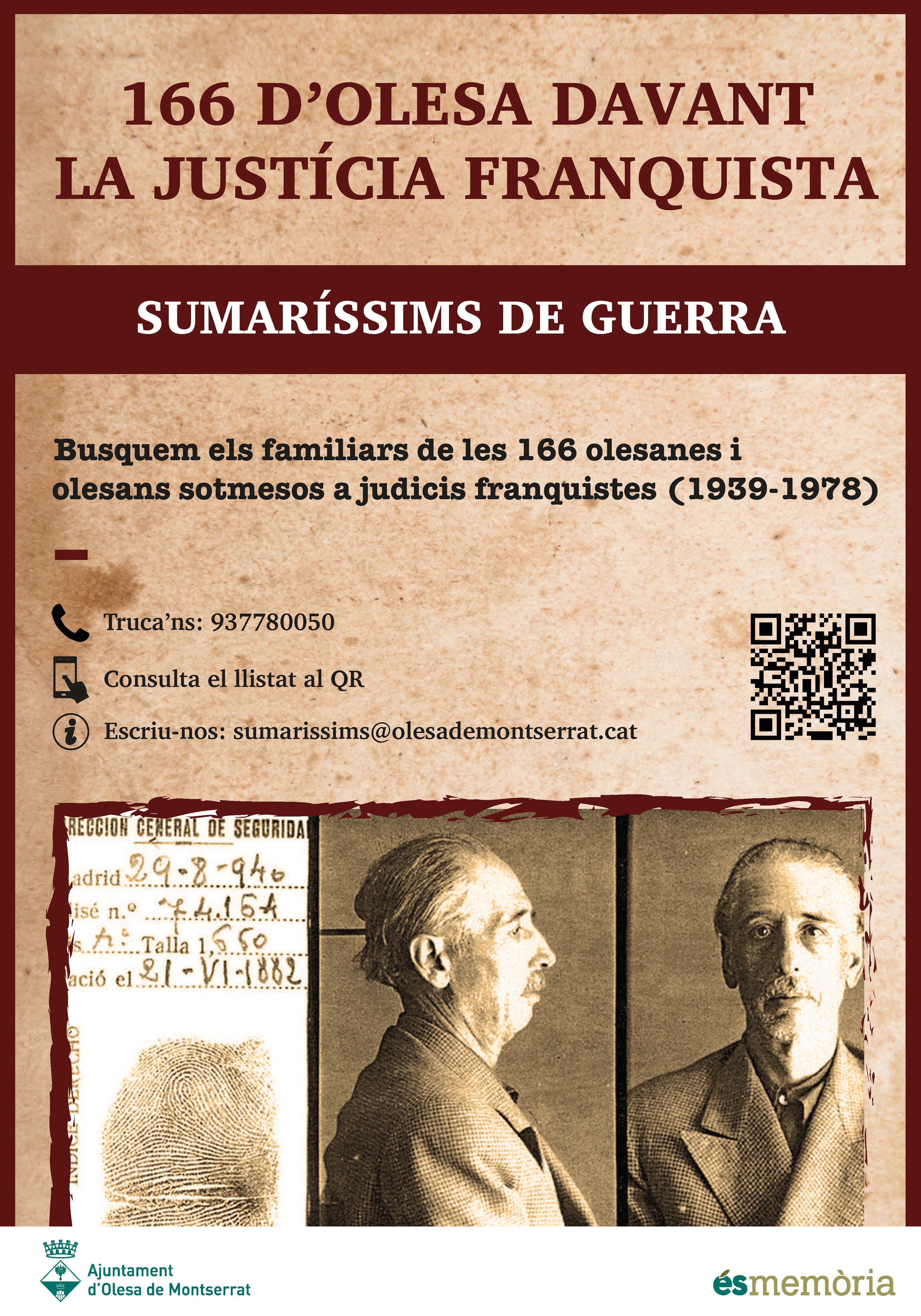 Cartell de la crida als familiars de les víctimes de judicis sumaríssims