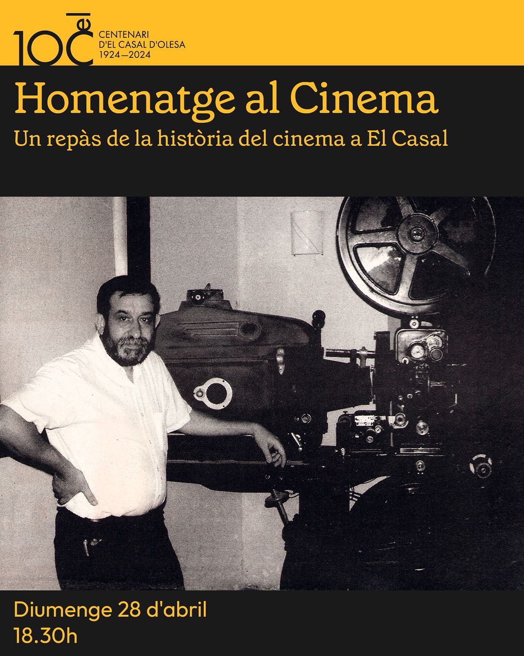 Cartell de l'homenatge al cinema pel centenari del Casal 2024