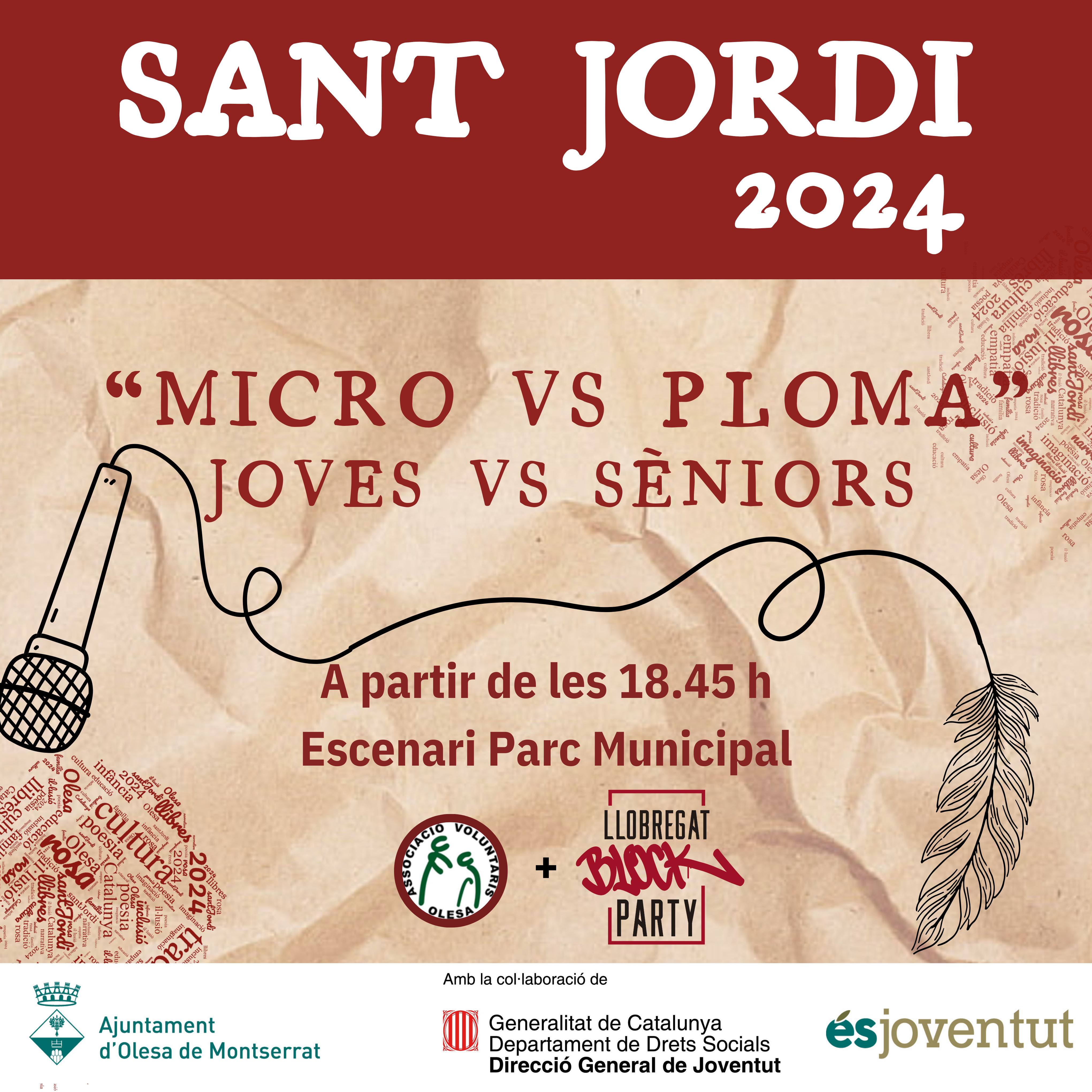 Cartell de l'activitat Micro vs Ploma per Sant Jordi 2024