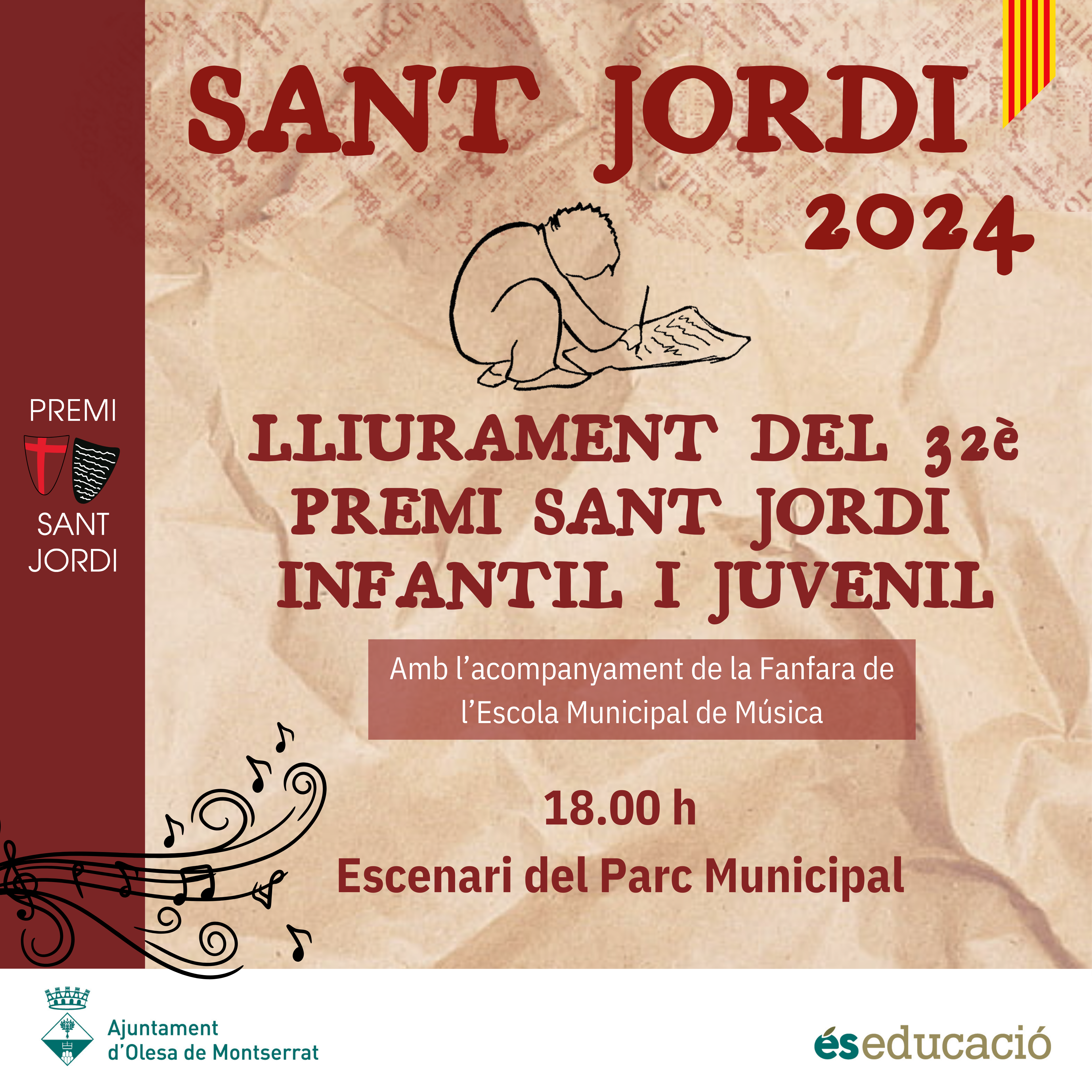 Cartell de l'entrega de premis del 32e Premi Sant Jordi 2024