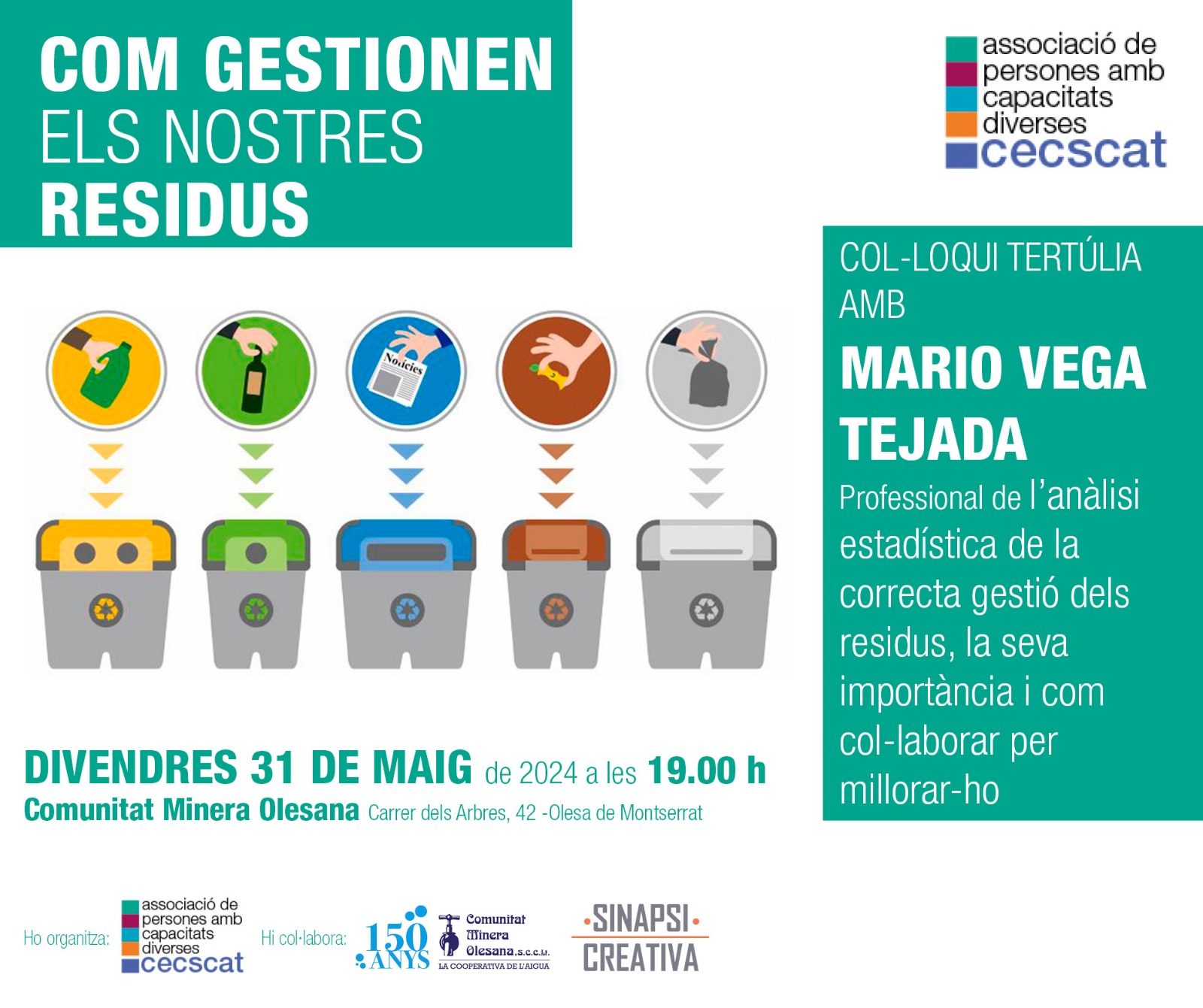 Cartell de la conferència sobre la gestió de residus de cecscat maig 2024