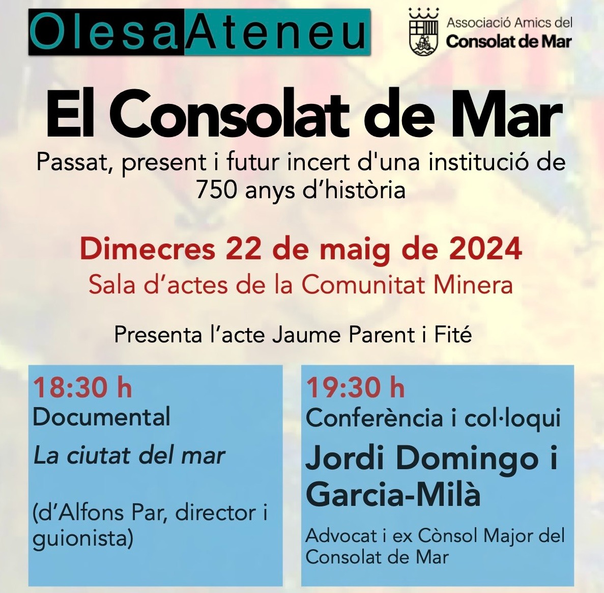 Cartell de la xerrada del Consulat de Mar