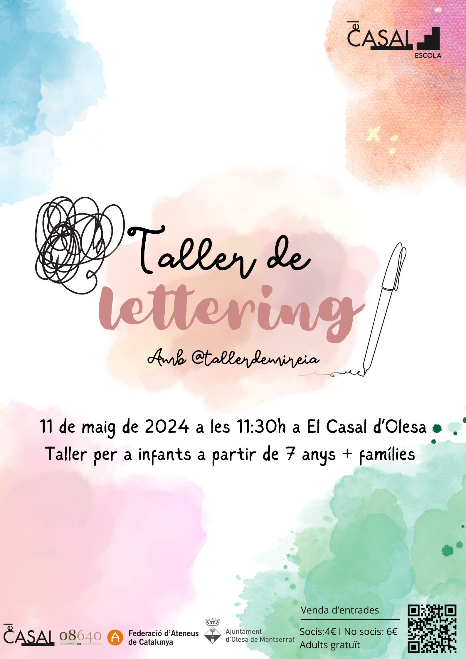 Cartell del taller del lettering organitzat pel Casal el maig de 2024