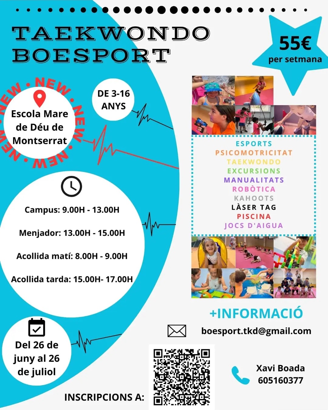 Cartell del casal d'estiu 2024 de taekwondo Boesport