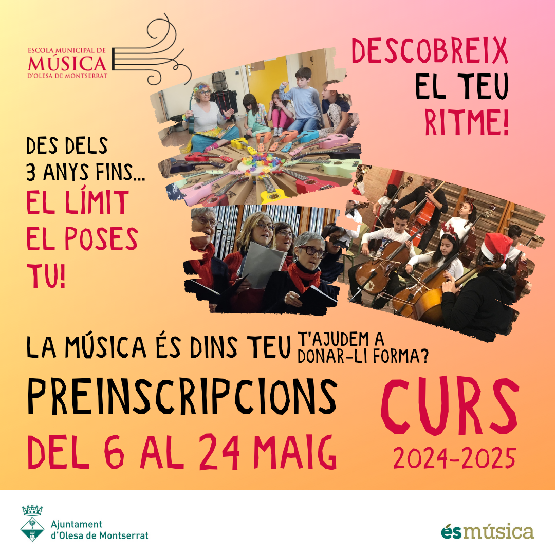 Cartell de les preinscripcions de l'Escola Municipal de Música