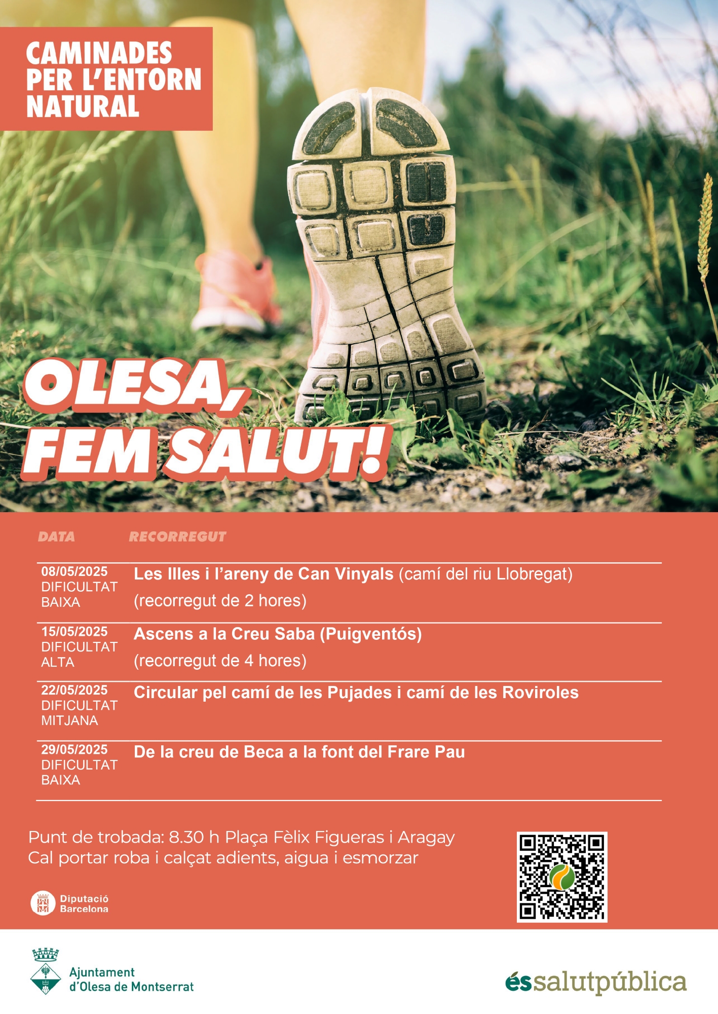 Cartell de les sortides per l'entorn natural Olesa, Fem salut, pel mes de maig de 2025