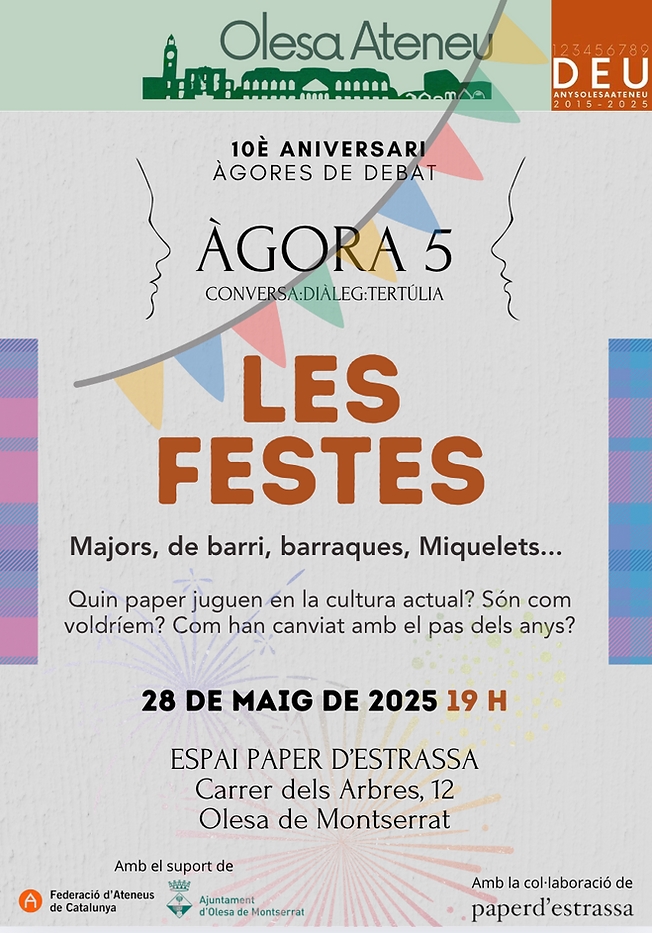 Cartell de la 5a Àgora d'Olesa Ateneu pel maig de 2025