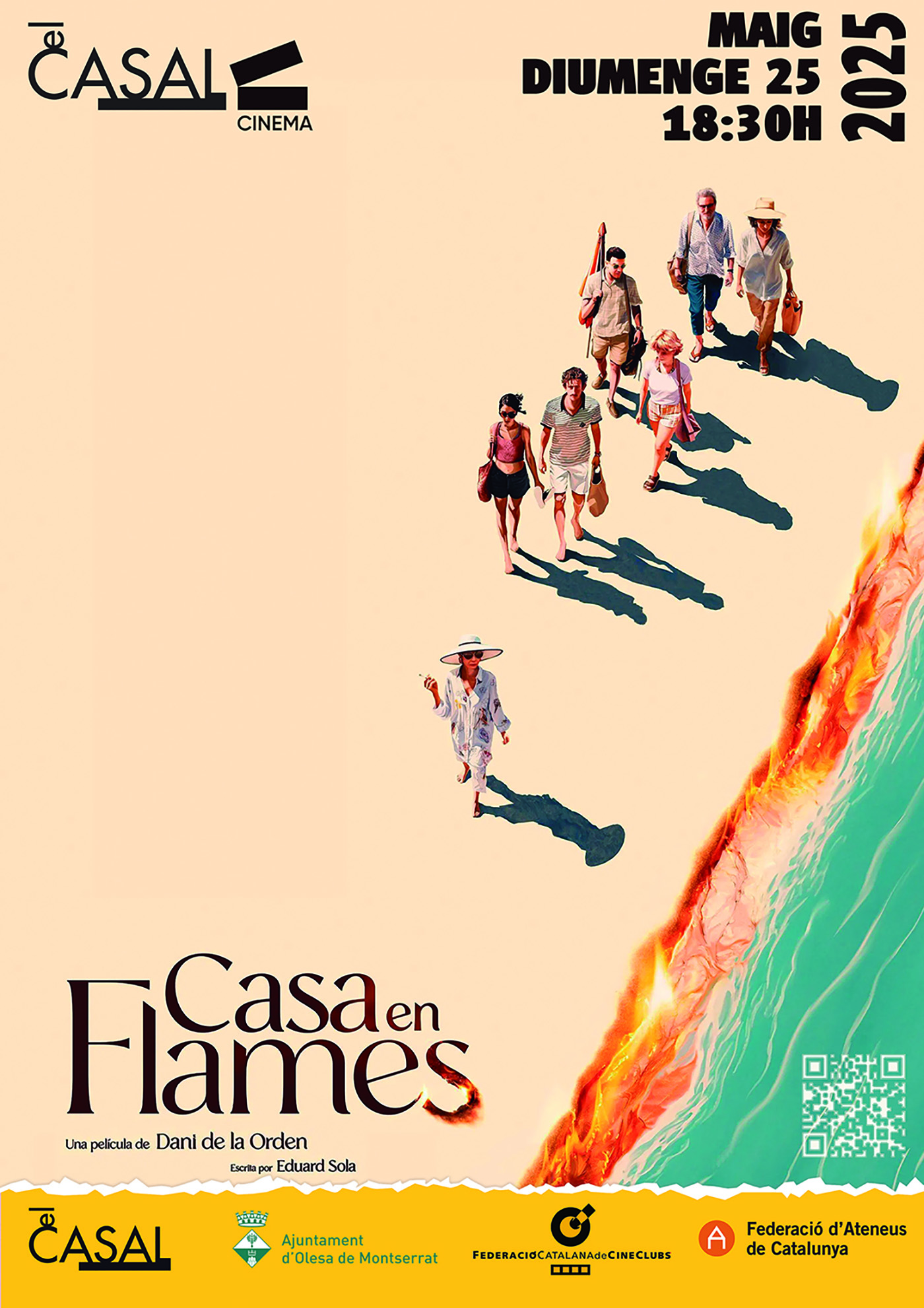 Cartell de la projecció de la pel·lícula Casa en flames al Casal pel maig de 2025