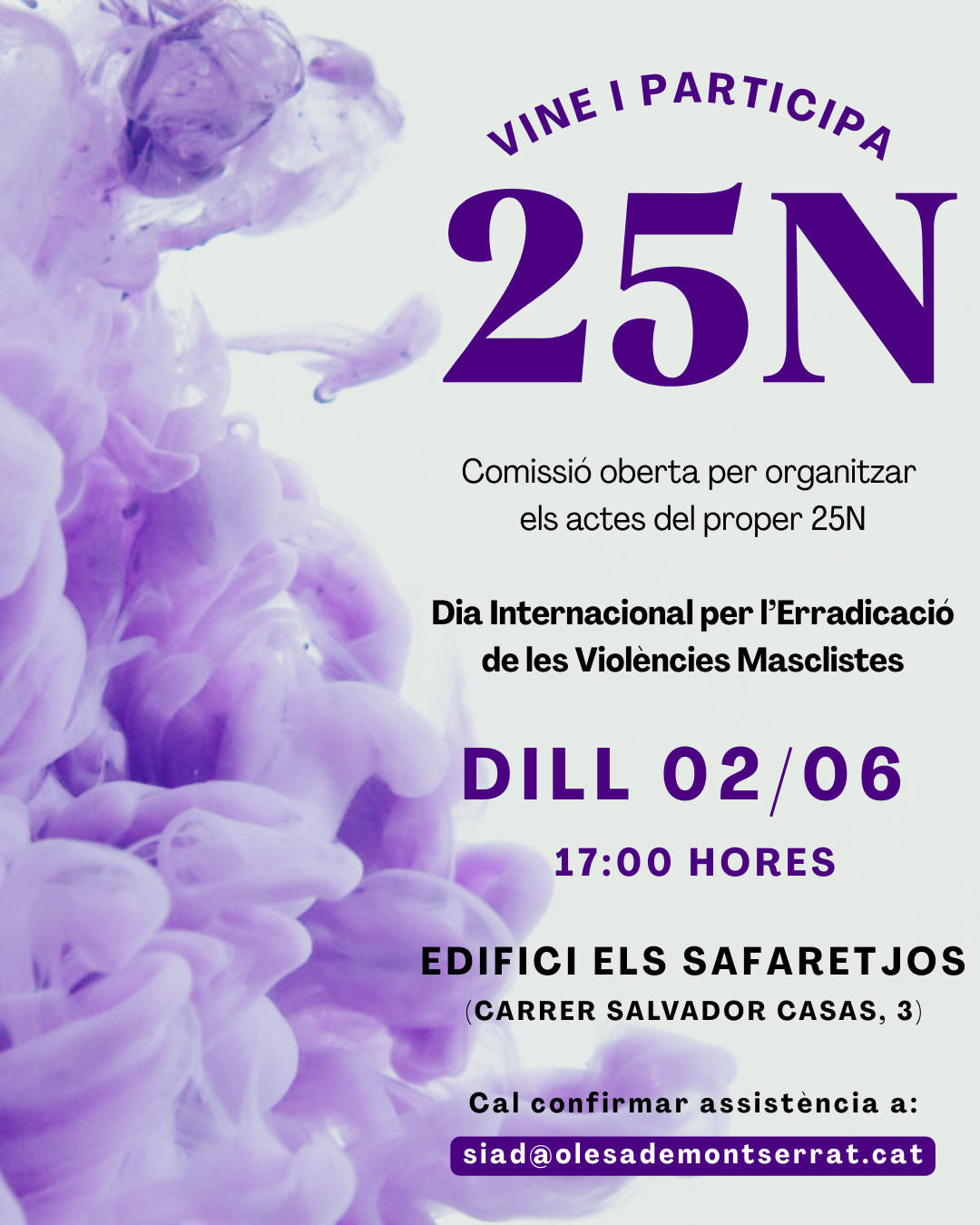 Cartell de la comissió oberta preparativa per als actes del 25N de 2025