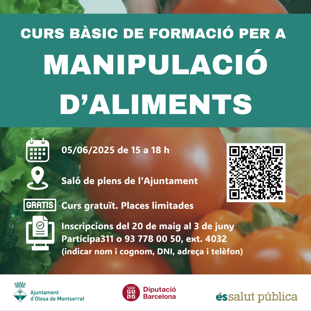 Cartell del curs de manipulador d'aliments pel juny de 2025