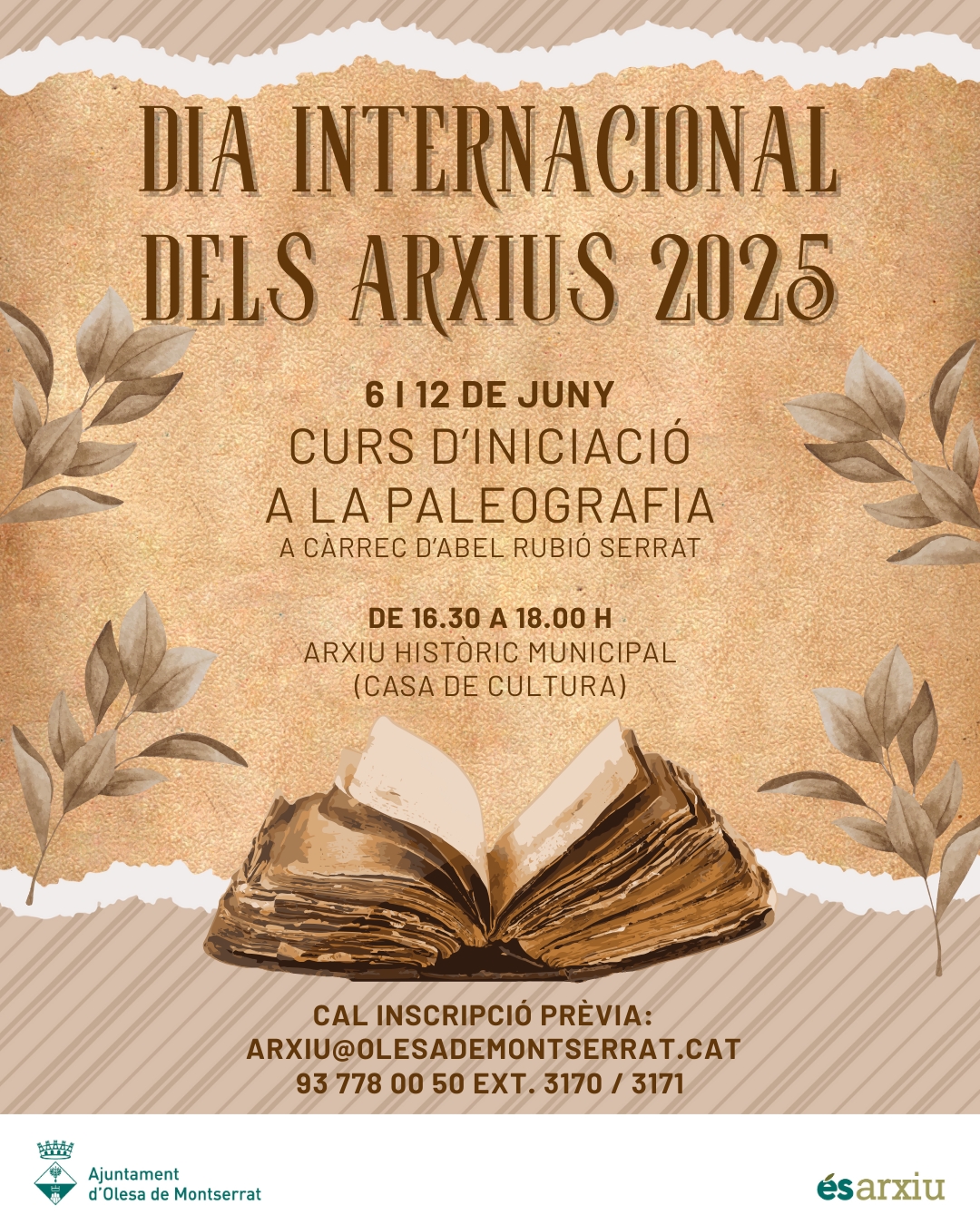 Cartell del curs de paleografia organitzat pel Dia Internacional dels Arxius 2025