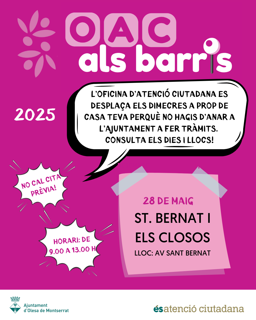Cartell de l'OAC als barris del mes de maig de 2025