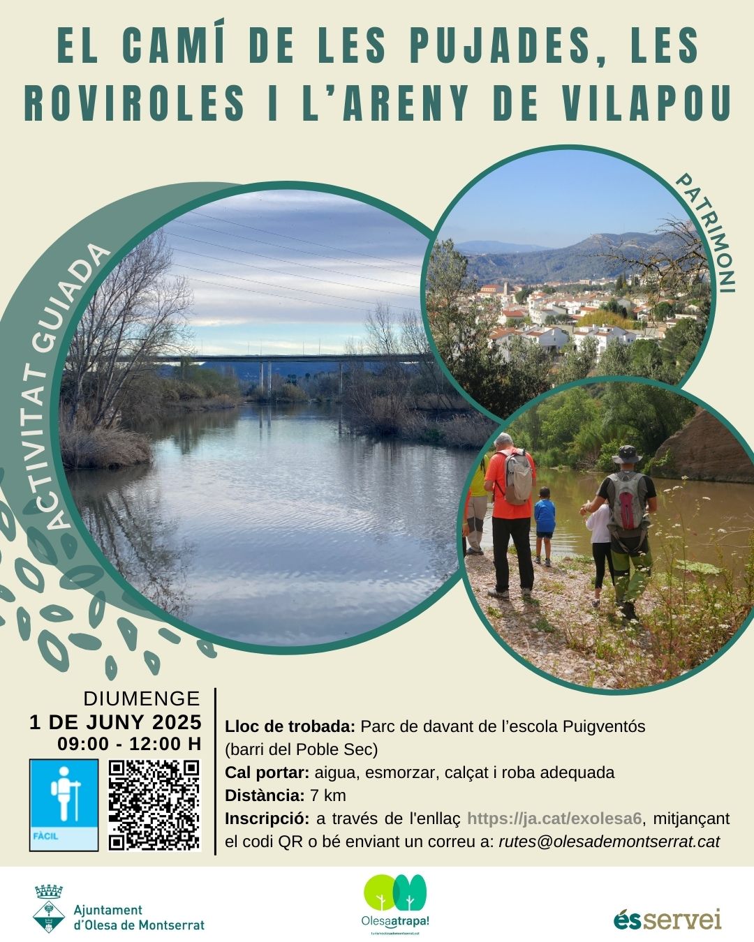 Cartell de la sortia guiada pel camí de les Pujades i les Roviroles. juny de 2025