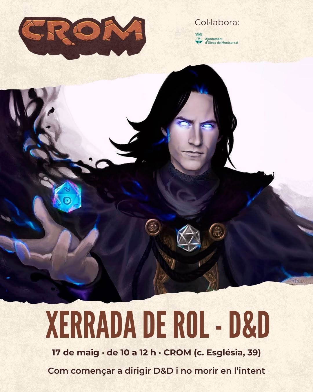 Cartell de la xerrada sobre rol i Dracs i Masmorres del CROM