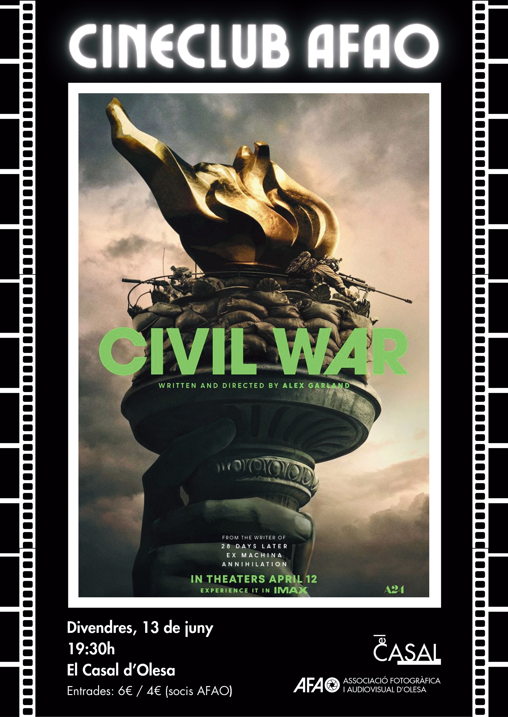 Cartell del Cineclub AFAO del mes de juny de 2025