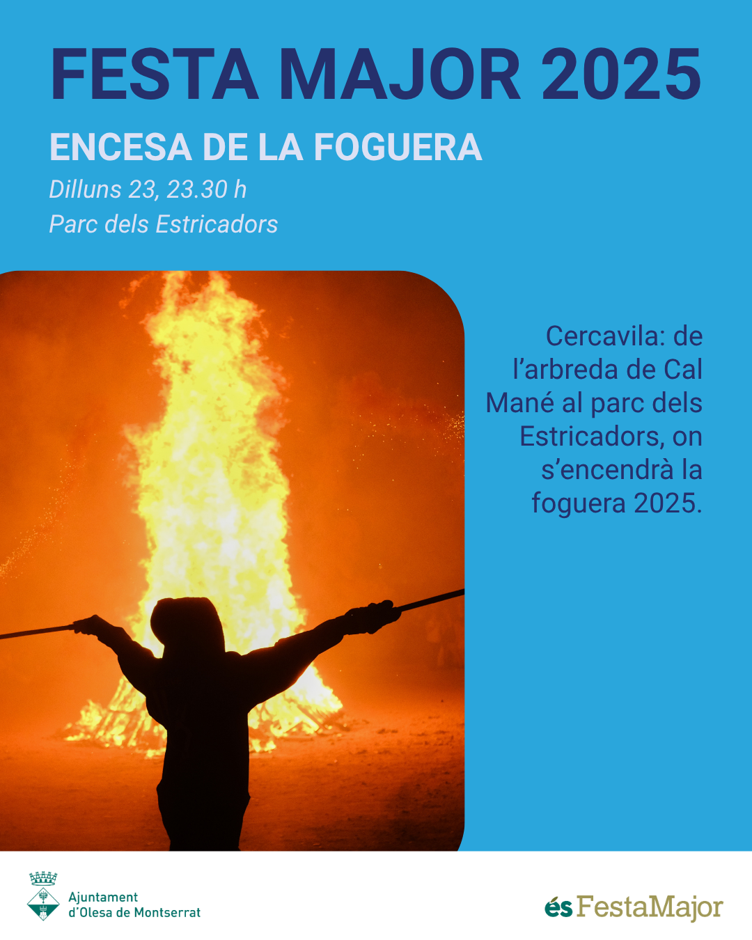 Cartell de l'encesa de la foguera de Sant Joan per la Festa Major de 2025