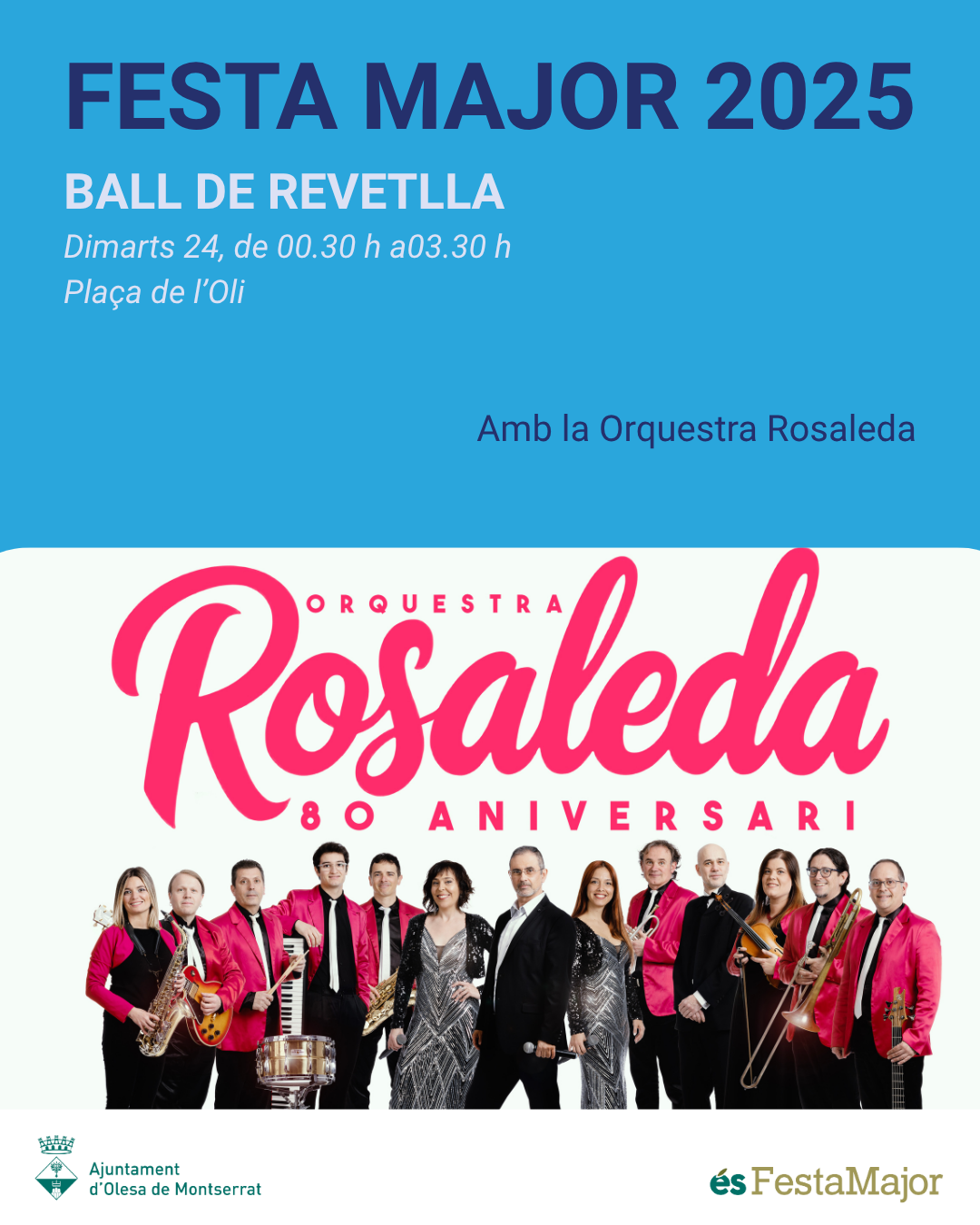 Cartell del ball de revetlla amb l'orquestra Rosaleda