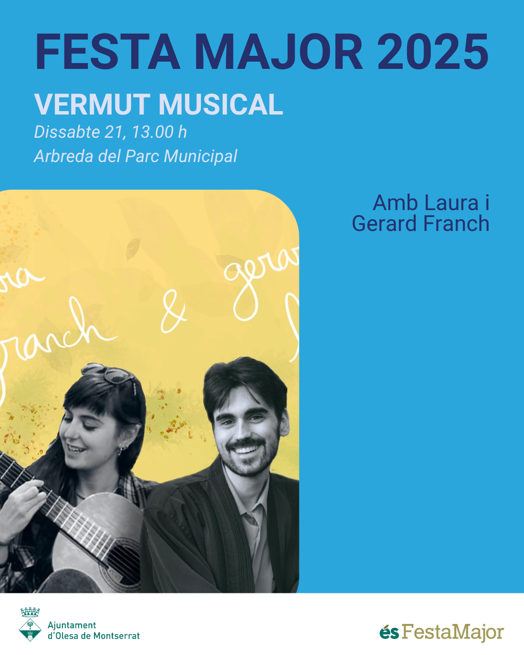 Cartell del Vermut Musical amb Laura i Gerard Franch per la Festa Major de 2025