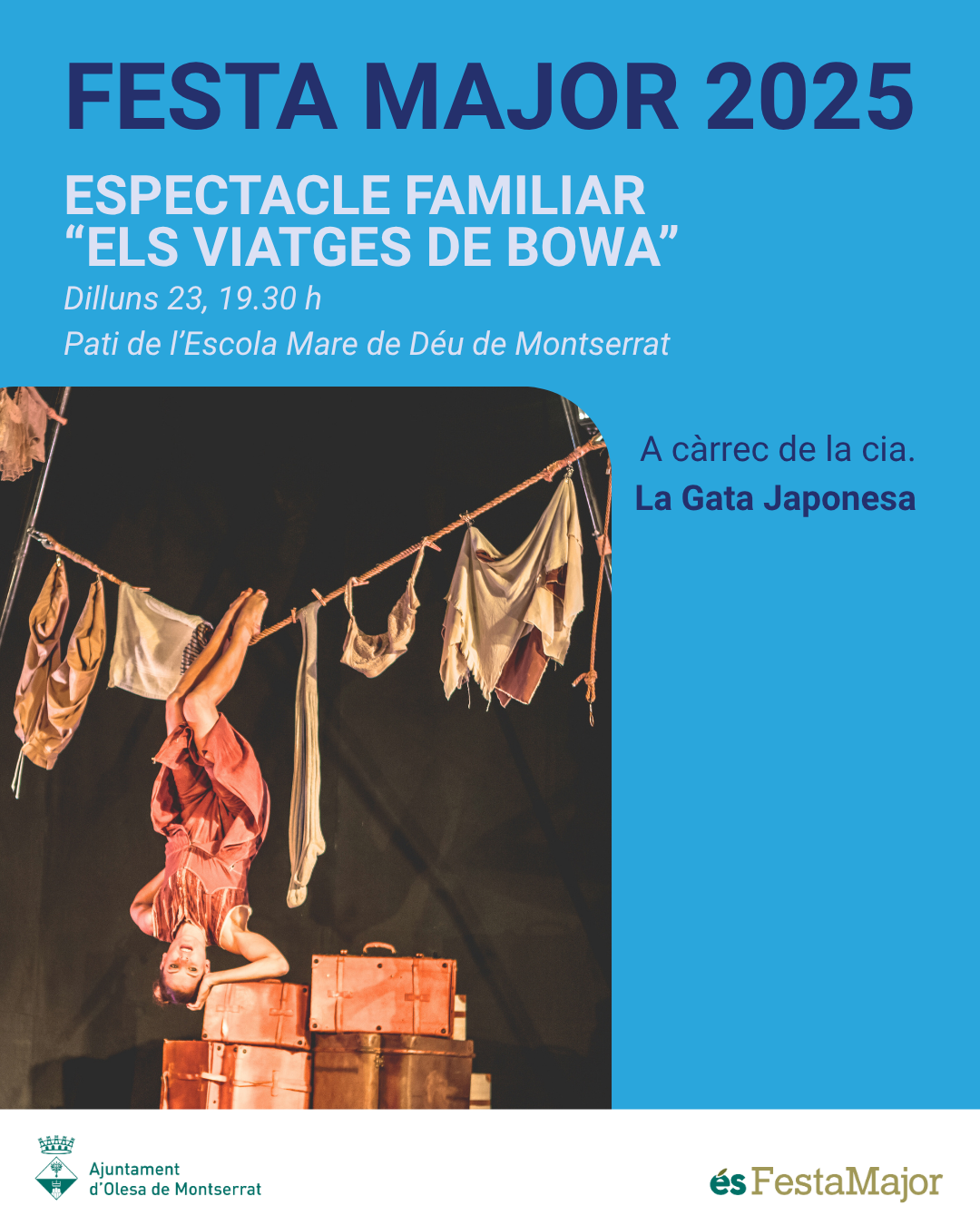 Cartell de l'espectacle familiar els viatges de Bowa per la Festa Major 2025