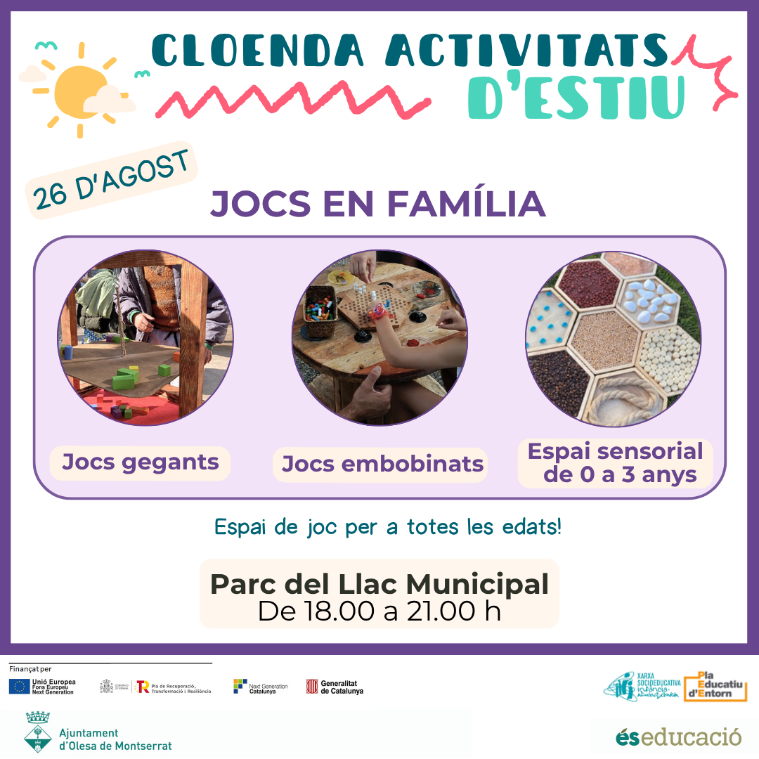 Cartell dels jocs en família preparats per a la cloenda de l'estiu 2025