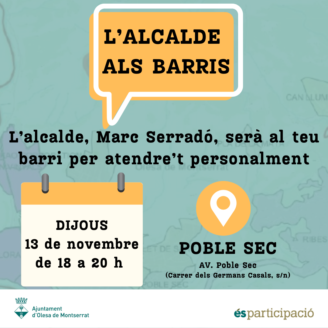 Cartell de L'alcalde al barri del Poble Sec per novembre de 2025