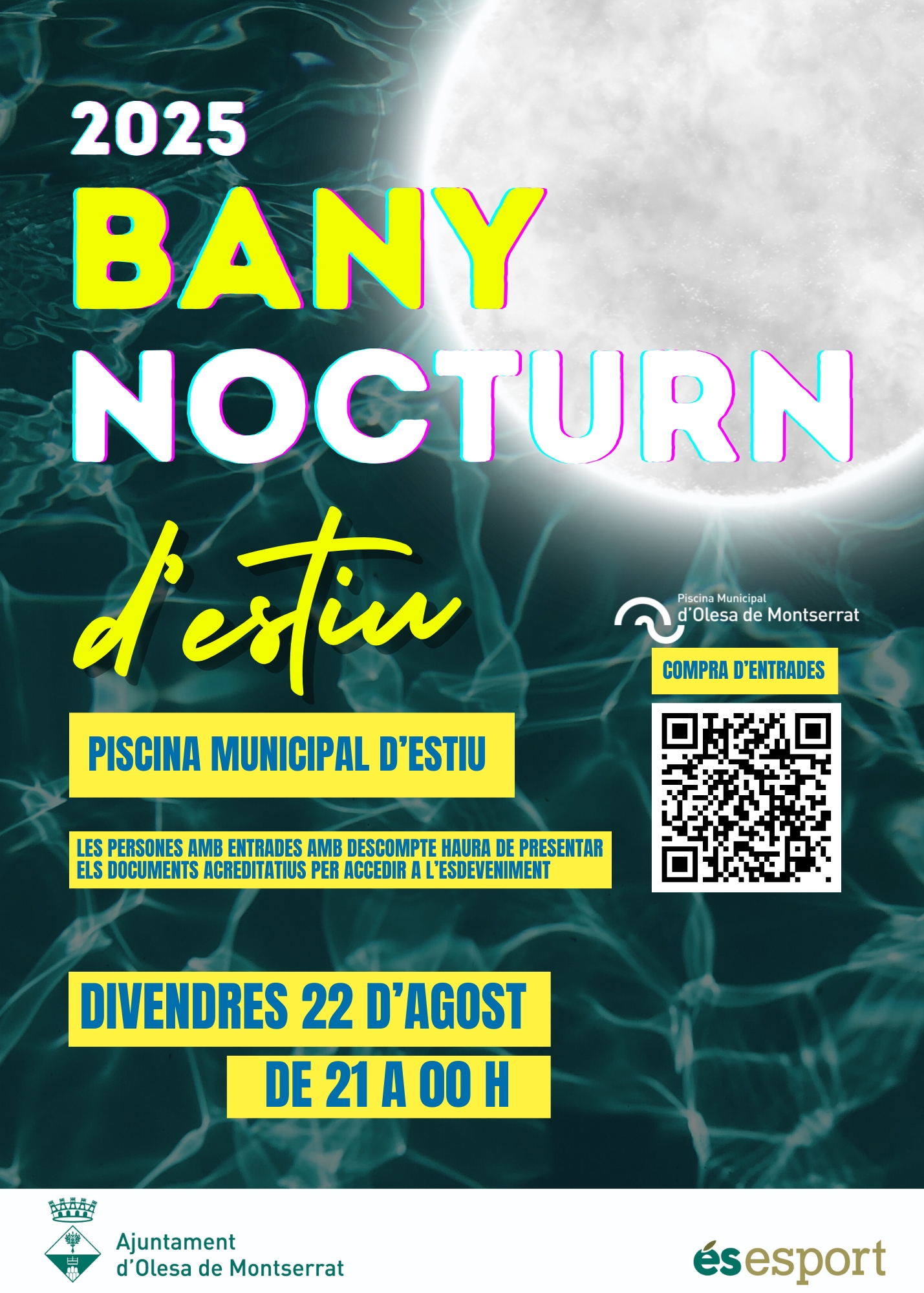 Cartell del bany nocturn de l'agost de 2025