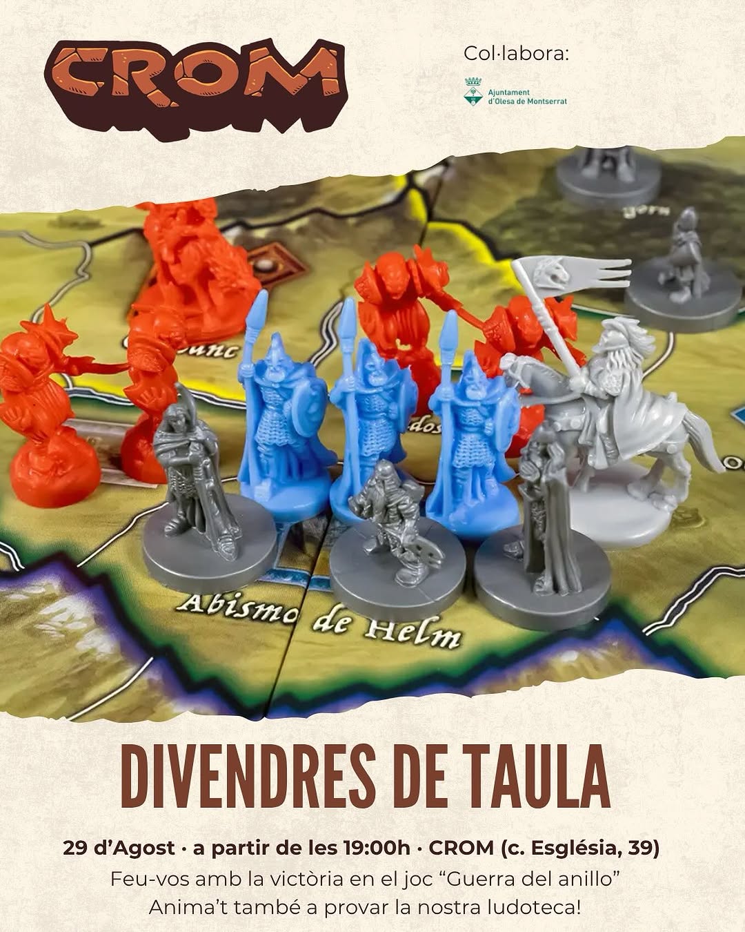 Cartell del Divendres de Taula del CROM pel mes d'agost de 2025