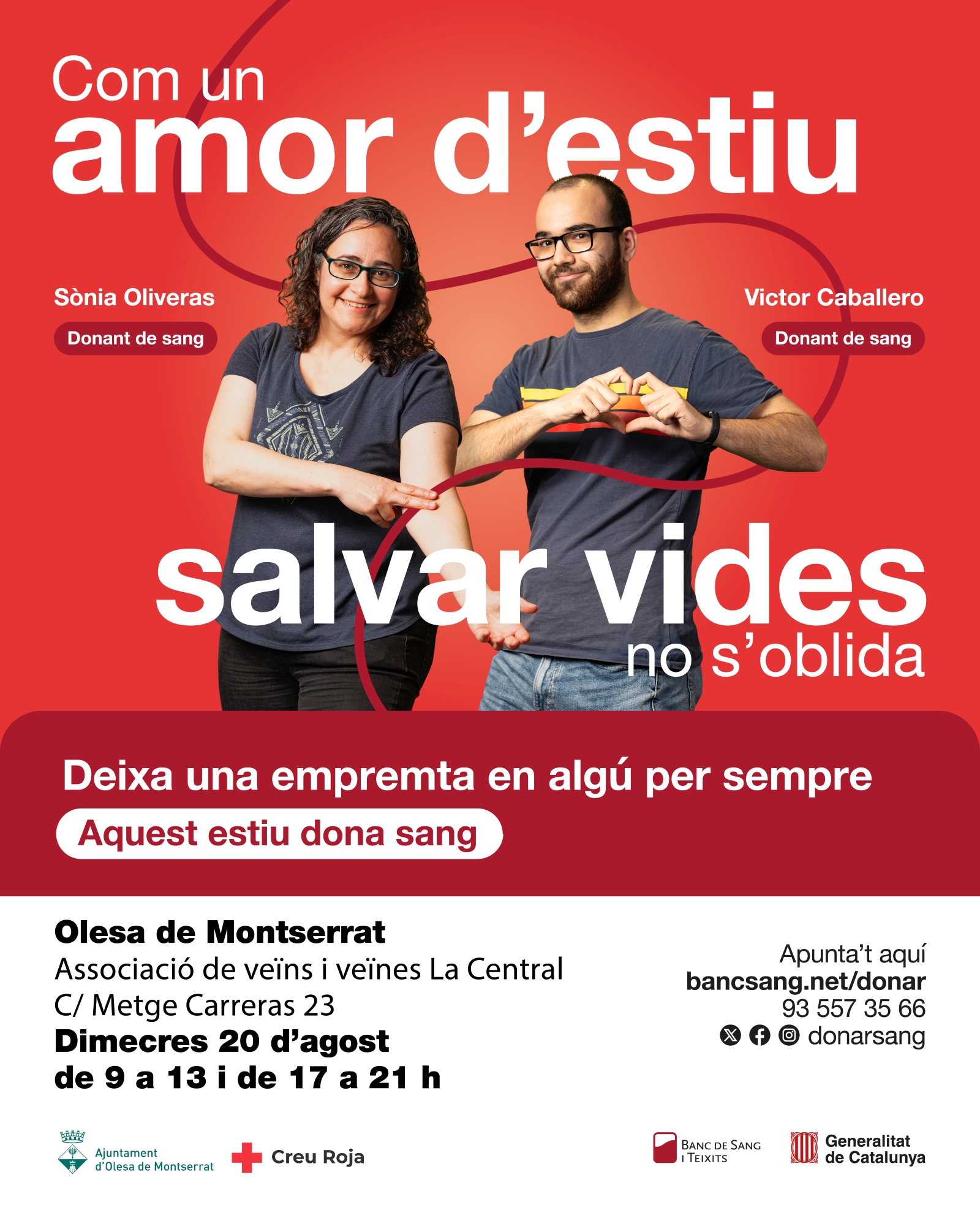 Cartell de la campanya de donació de sang per l'agost de 2025