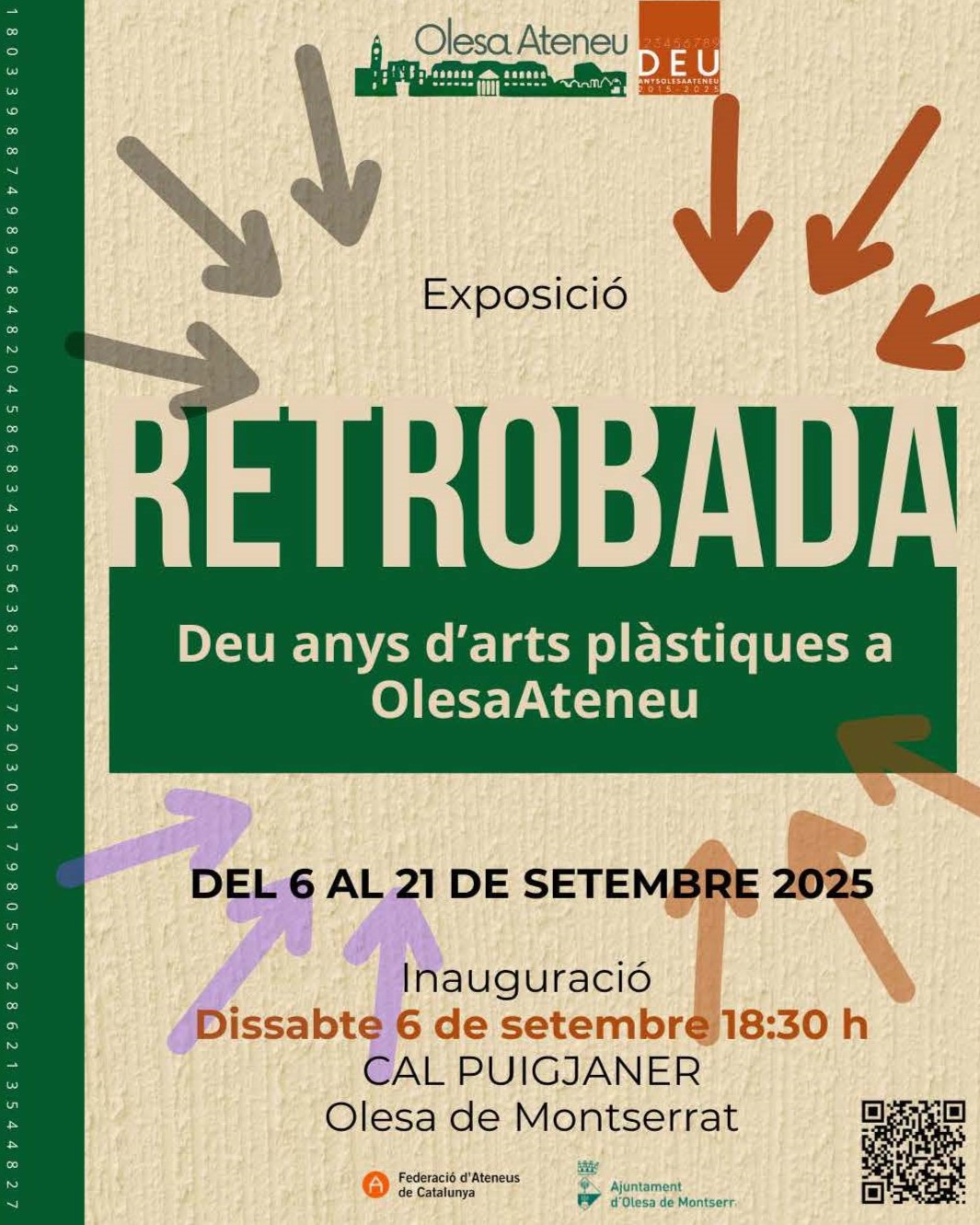 Cartell de l'exposició d'arts plàstiques Retrobada organitzada per OlesaAteneu pel setembre de 2025