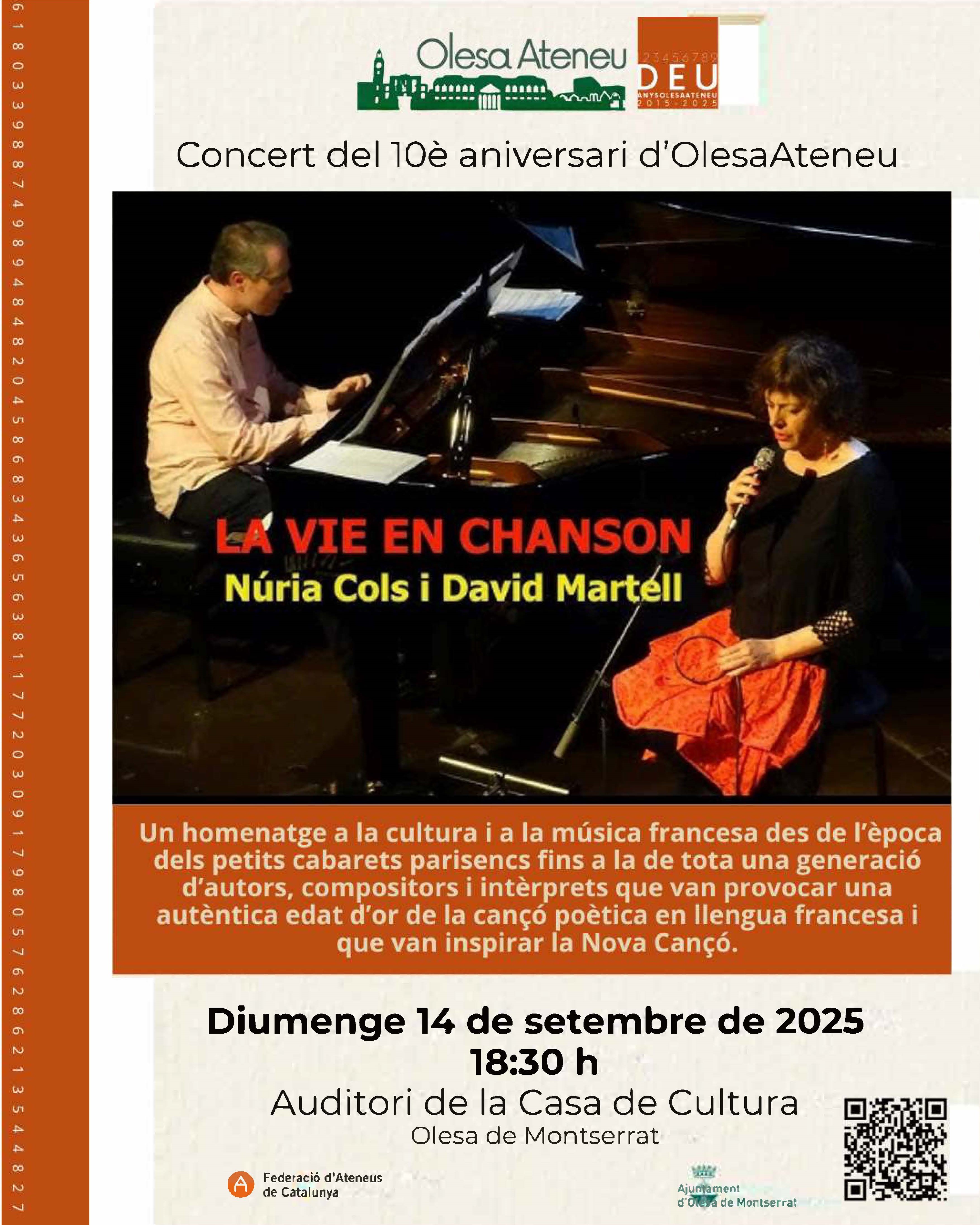 Cartell del concert La Vie en Chanson organitzat per l'OlesaAteneu pel setembre de 2025