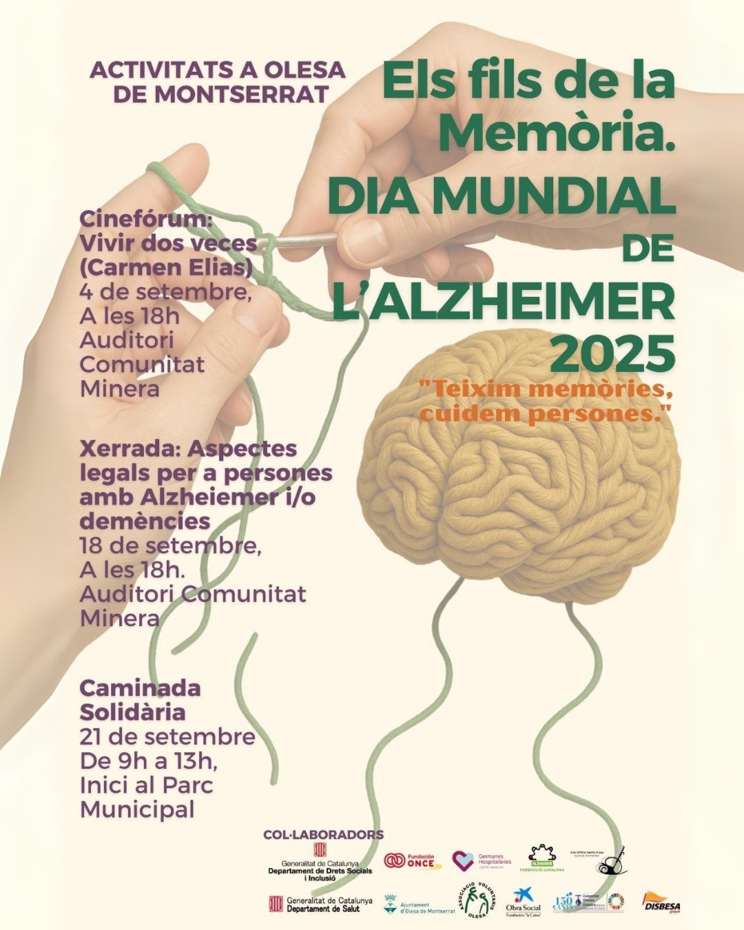 Cartell dels actes commemoratius pel Dia Mundial de l'Alzheimer