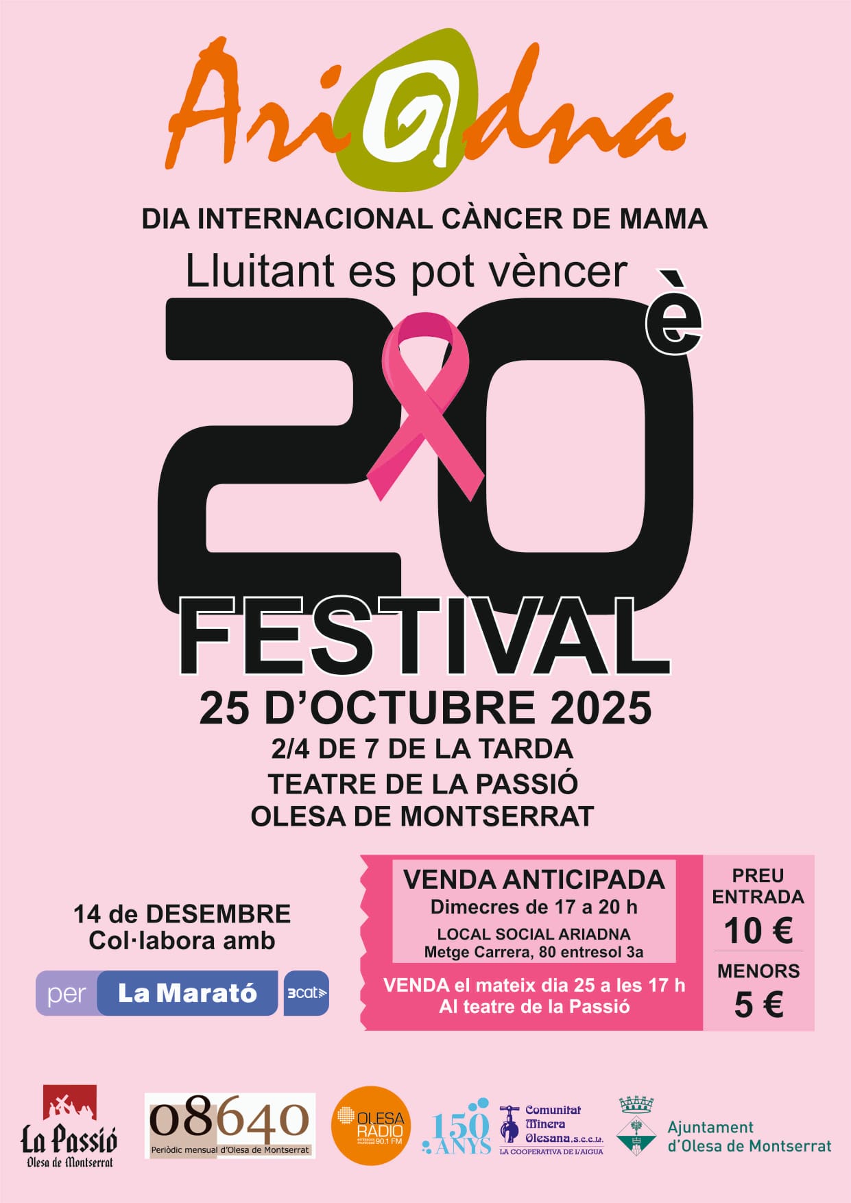 Cartell del 20è festival d'Ariadna "lluitant es pot vèncer", per l'octubre de 2025