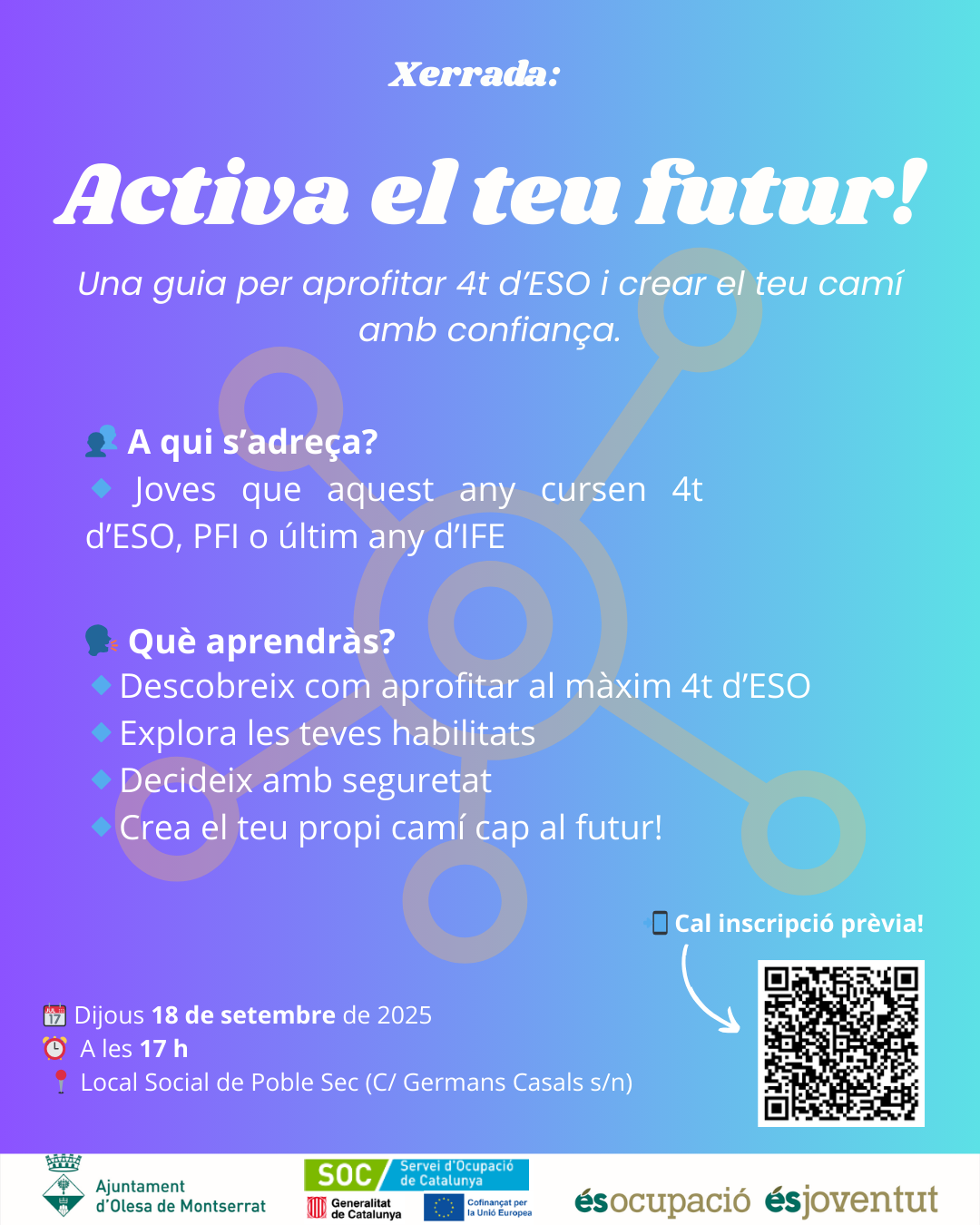 Cartell de la xerrada sobre la orientació formativa per a alumnes de 4rt d'ESO