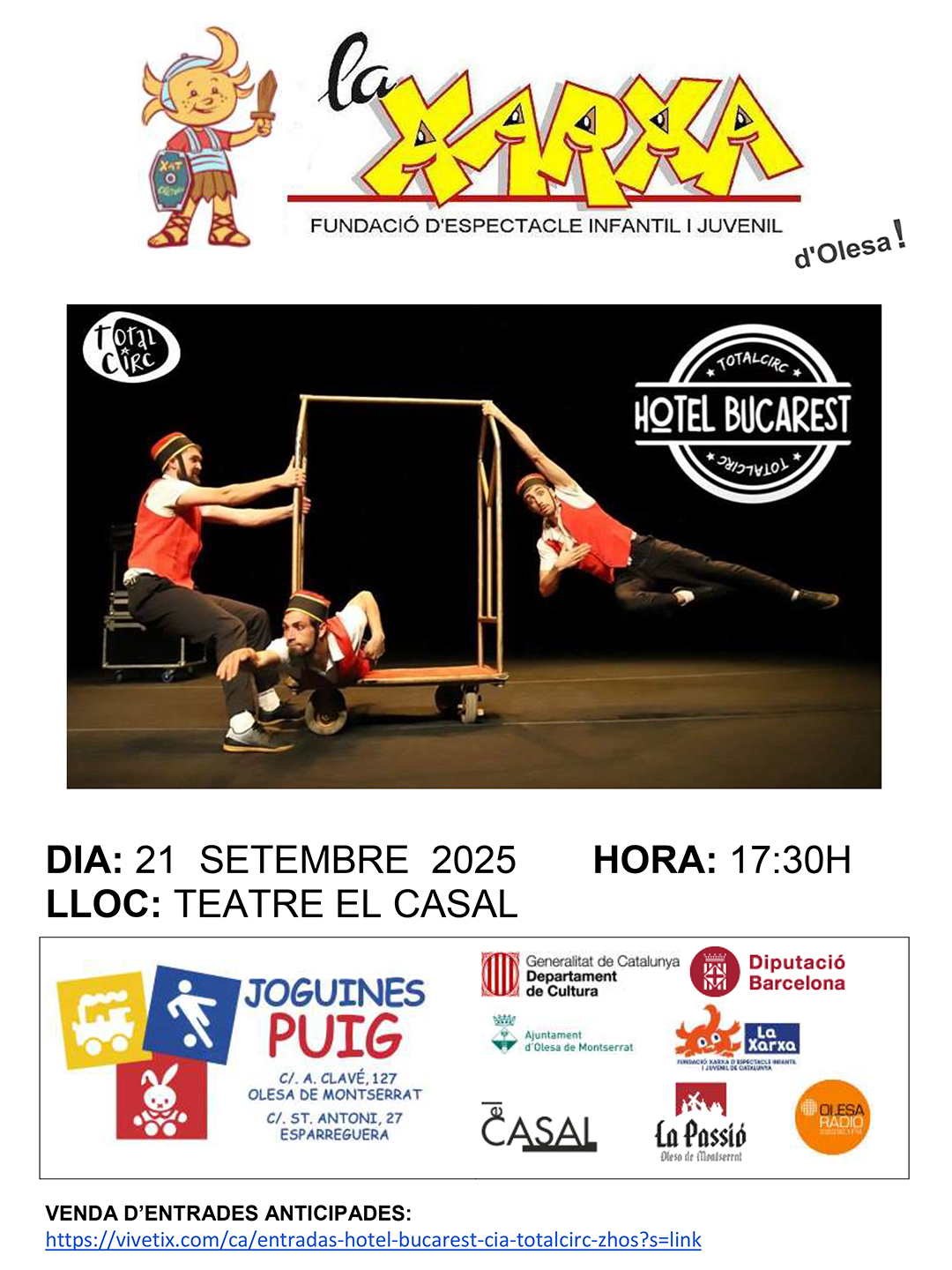 Cartell de l'obra de teatre infantil Hotel Bucarest de la Xarxa per setembre de 2025