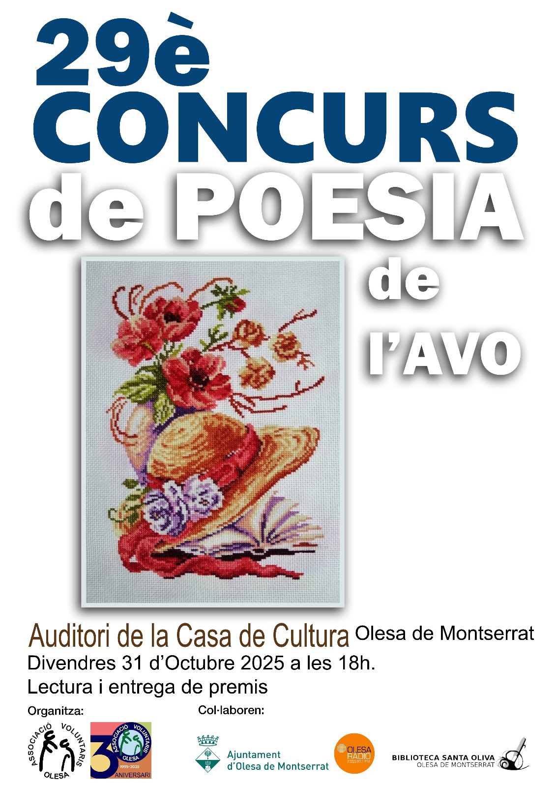 Cartell del 29è concurs de poesia de l'AVO programat per l'octubre de 2025