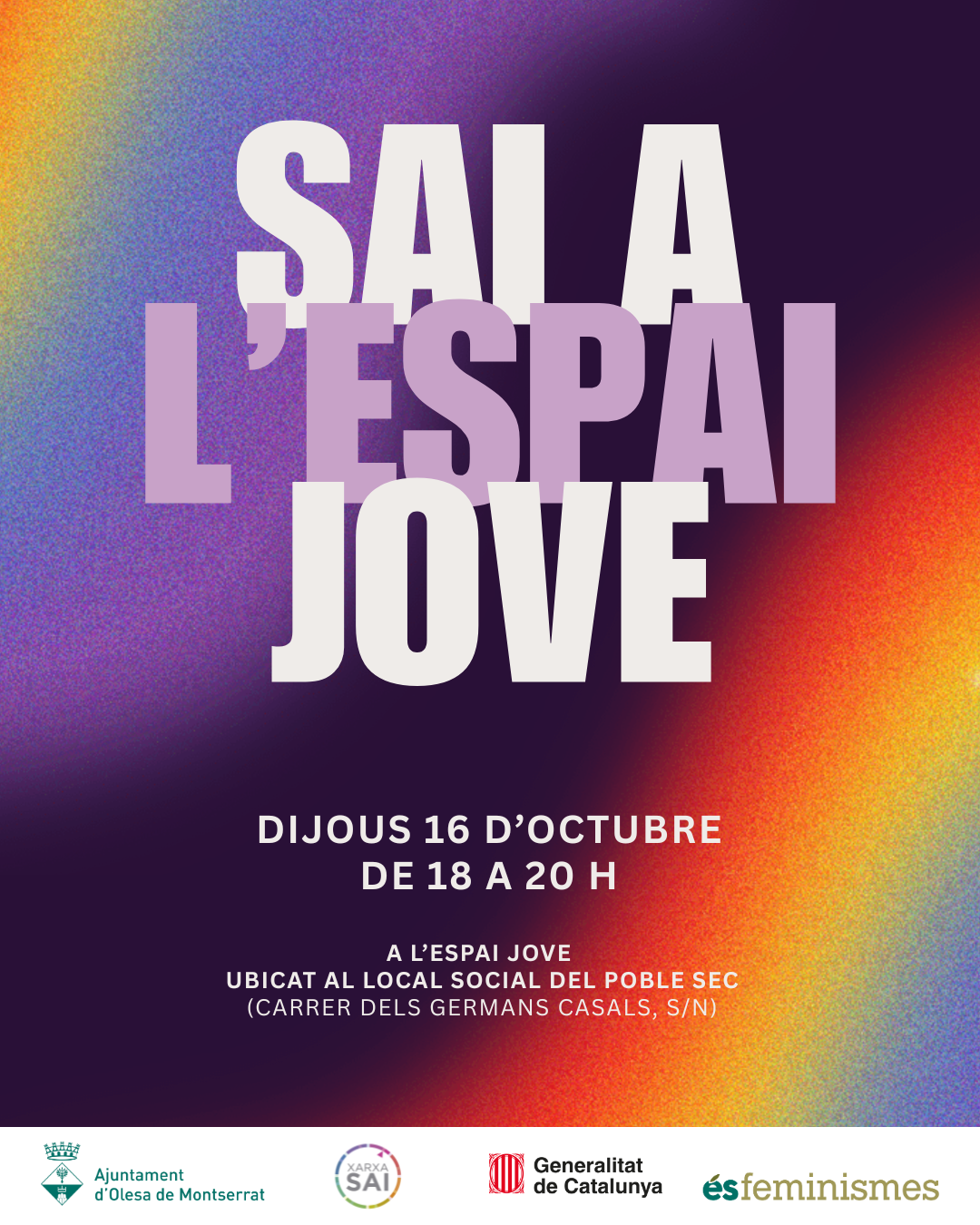Cartell del SAI a l'Espai Jove per l'octubre de 2025