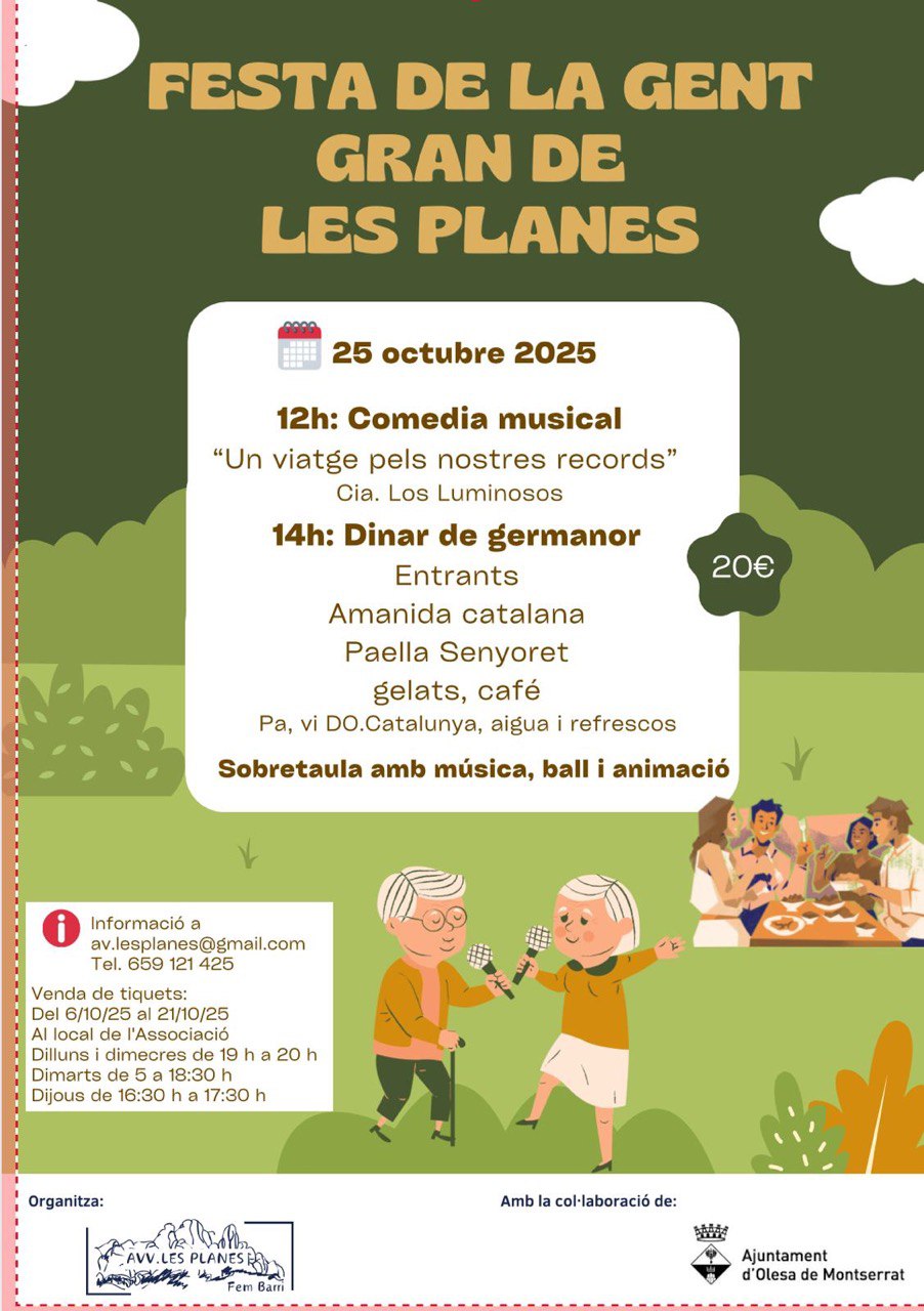 Cartell de la Festa de la Gent gran del barri de Les Planes l'octubre de 2025