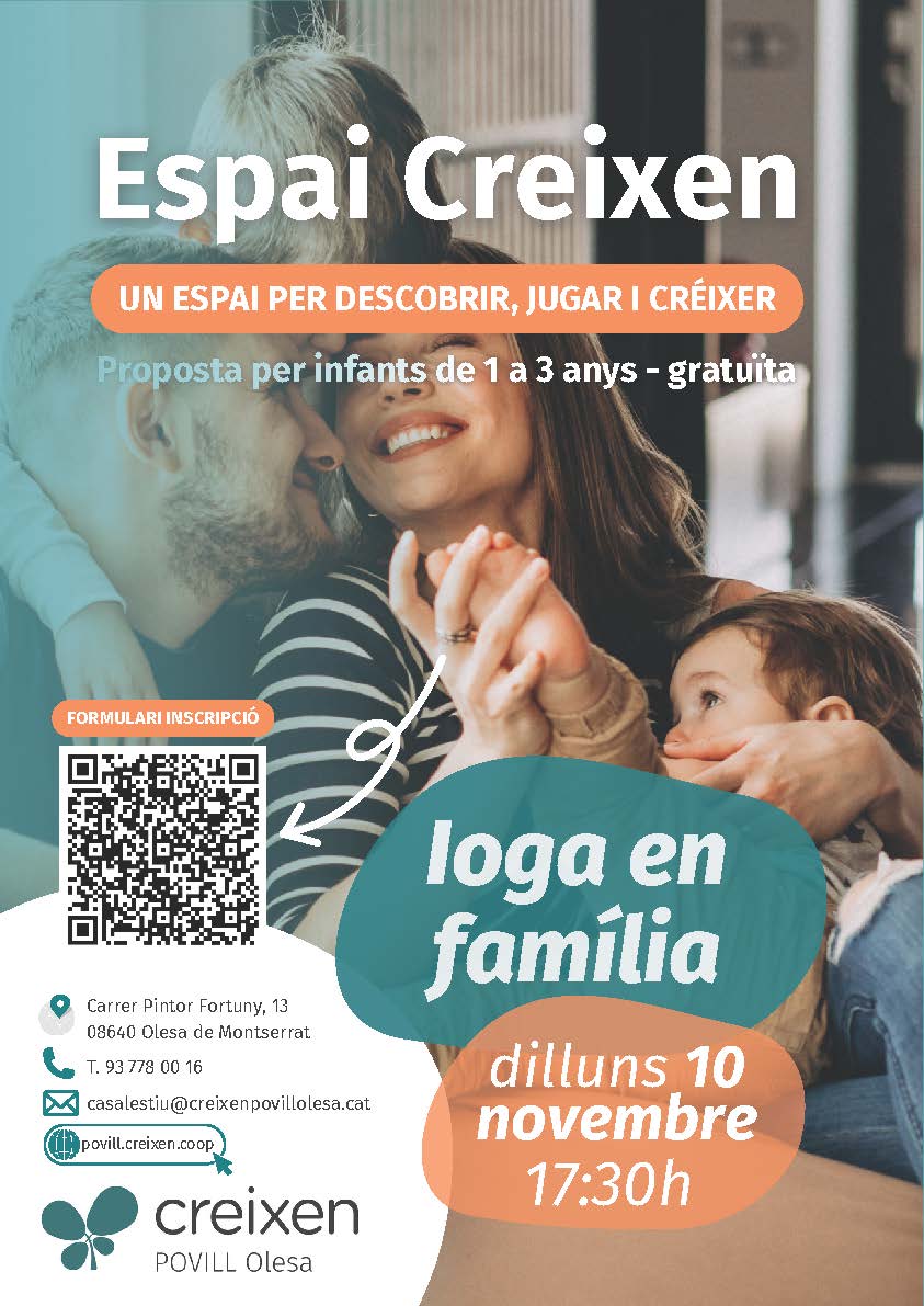 Cartell del ioga en família de l'Espai Creixen per novembre de 2025